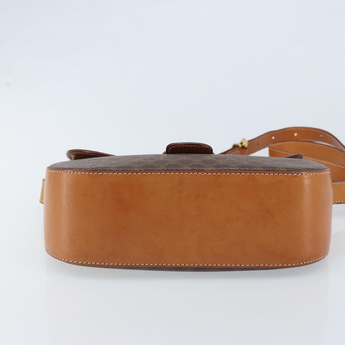 CELINE Macadam Canvas Shoulder Bag PVC Leather Brown Gold Auth ep13823A