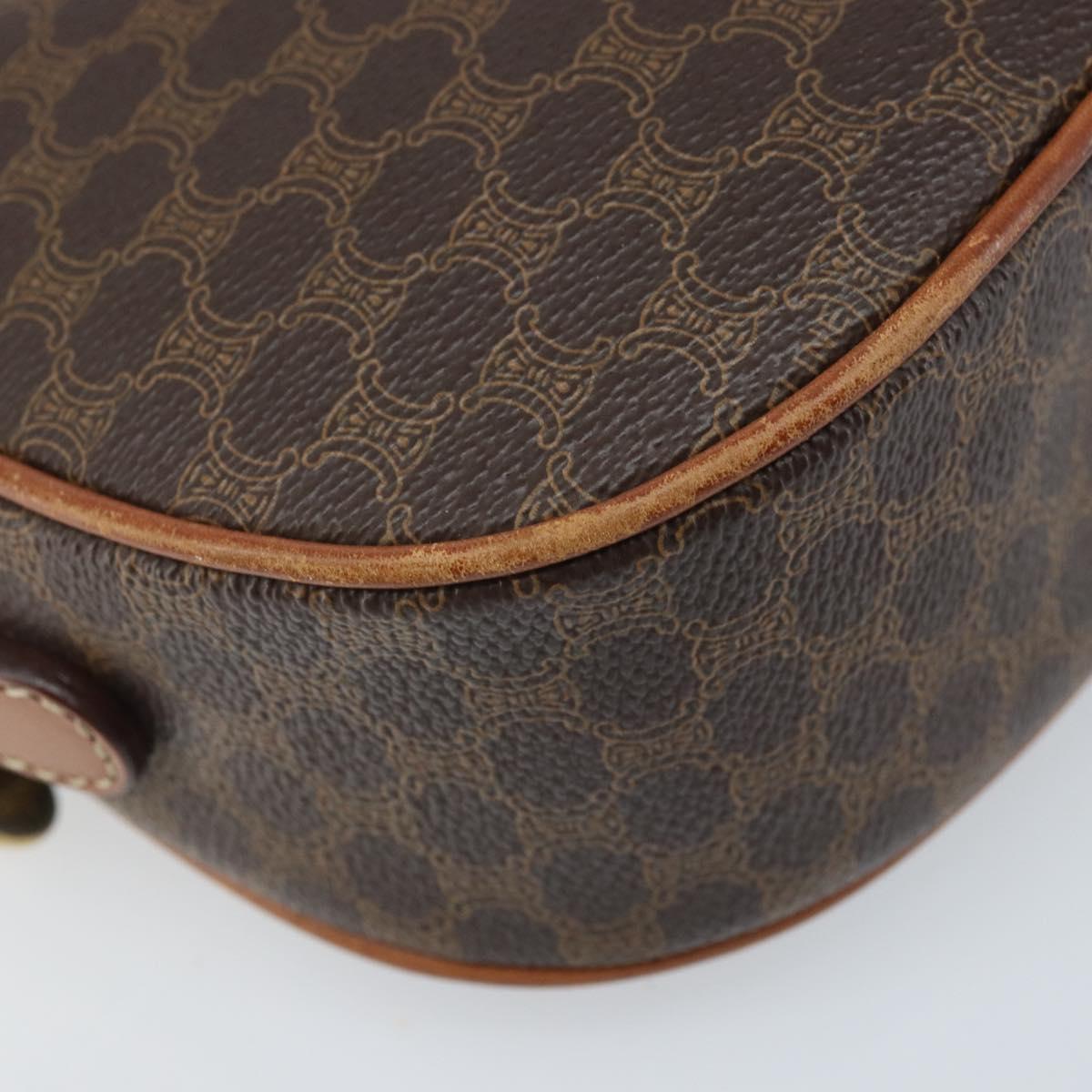 CELINE Macadam Canvas Shoulder Bag PVC Leather Brown Gold Auth ep13825A
