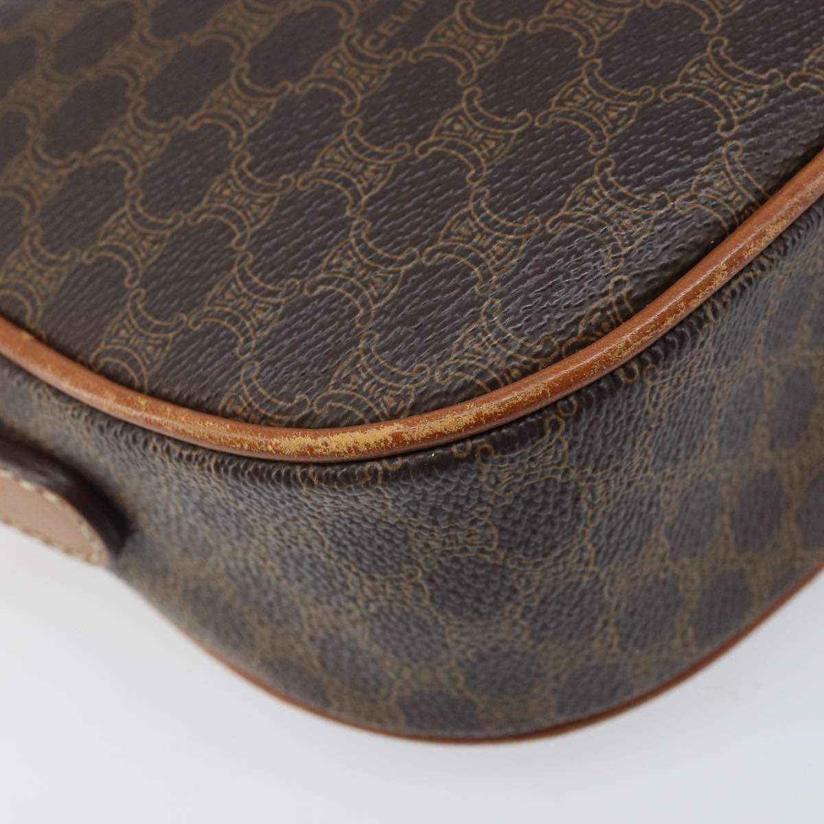 CELINE Macadam Canvas Shoulder Bag PVC Leather Brown Gold Auth ep13825A