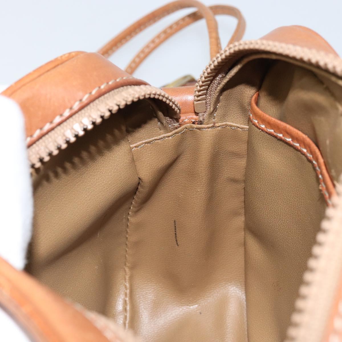 CELINE Macadam Canvas Shoulder Bag PVC Leather Brown Gold Auth ep13825A