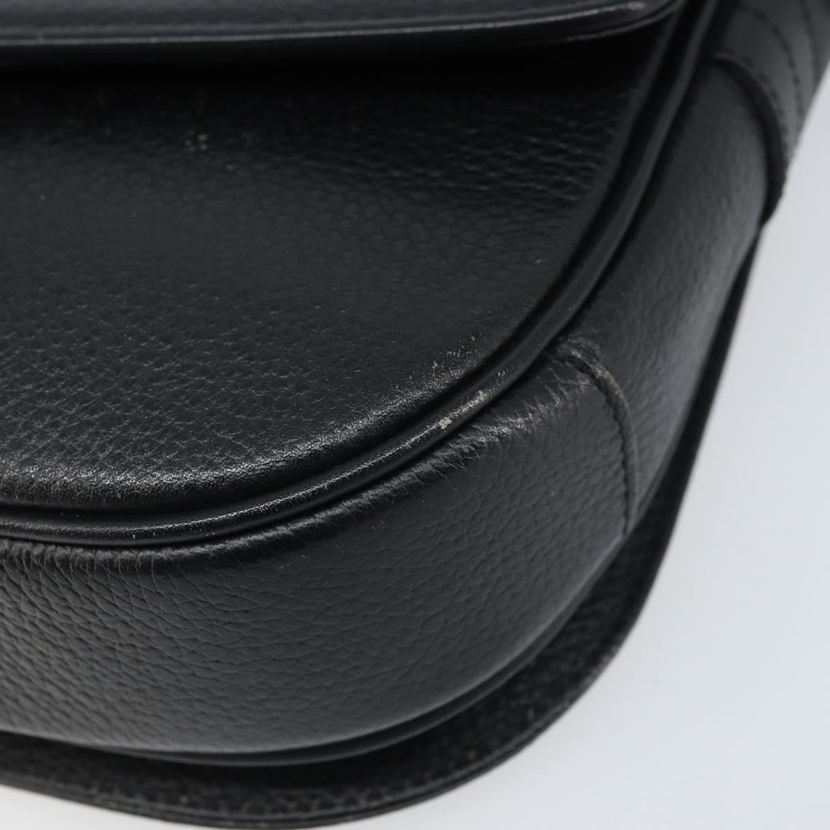 Burberrys Shoulder Bag Leather Black Gold Auth ep13827