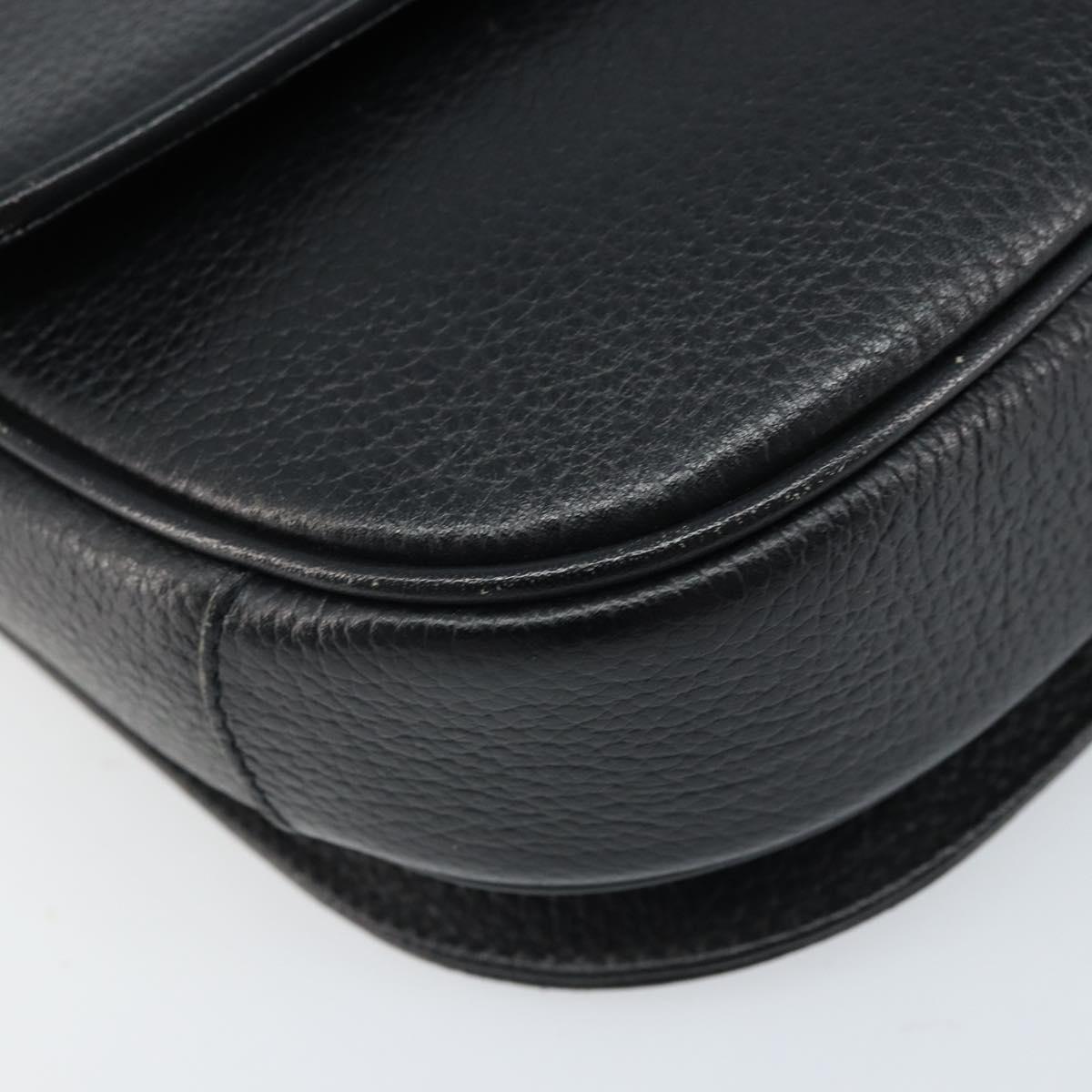 Burberrys Shoulder Bag Leather Black Gold Auth ep13827