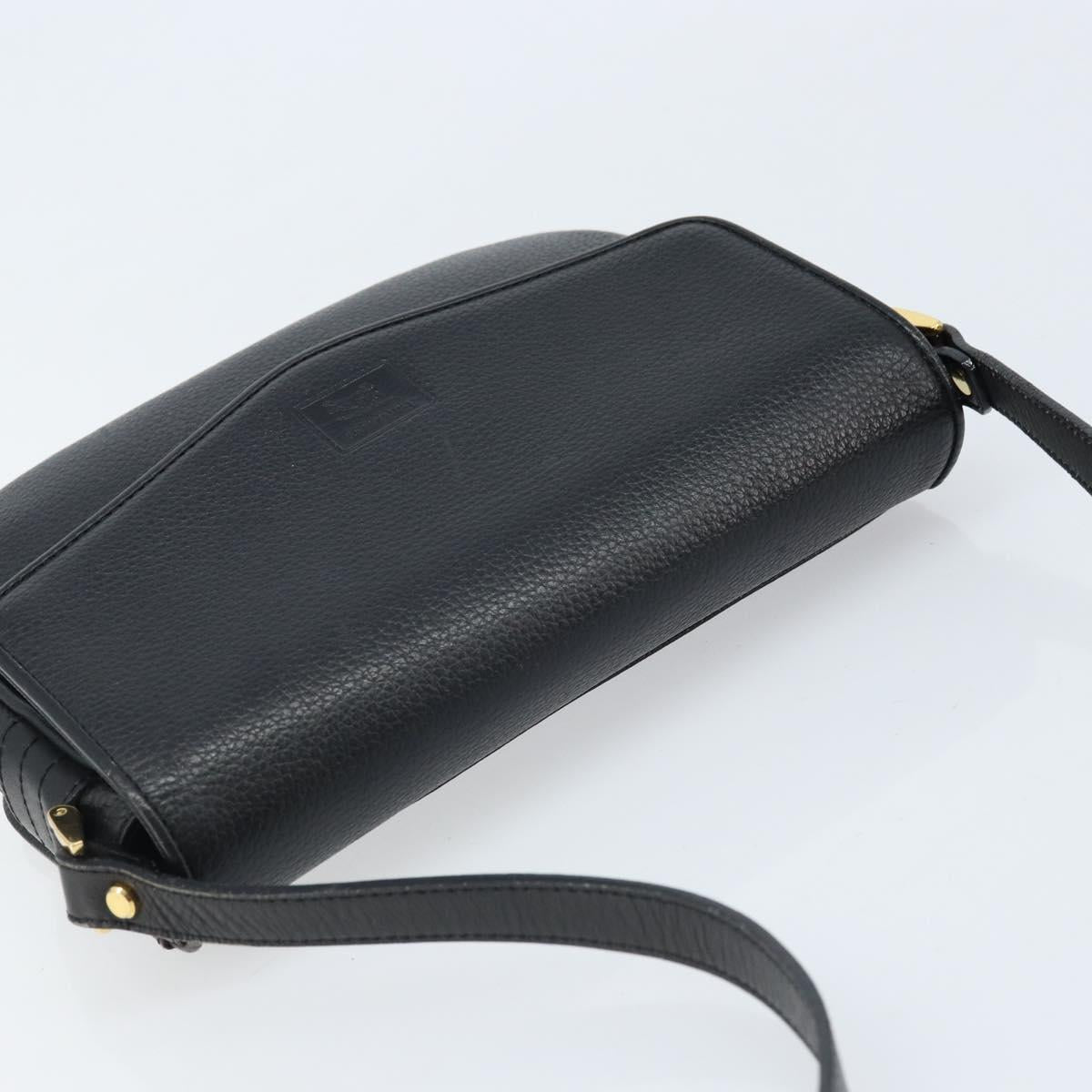 Burberrys Shoulder Bag Leather Black Gold Auth ep13827