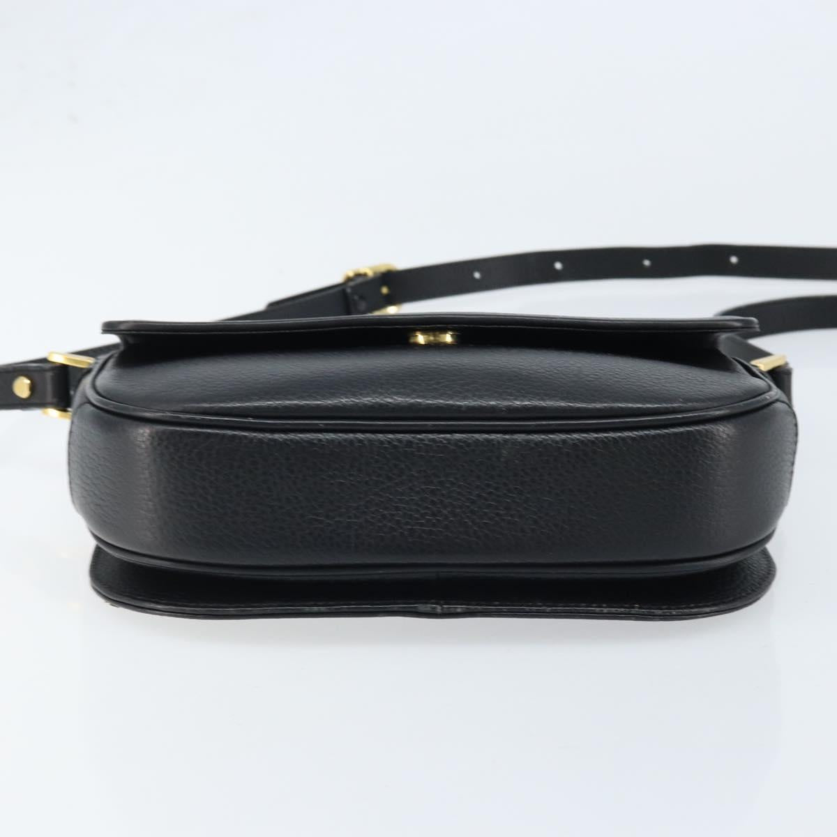 Burberrys Shoulder Bag Leather Black Gold Auth ep13827