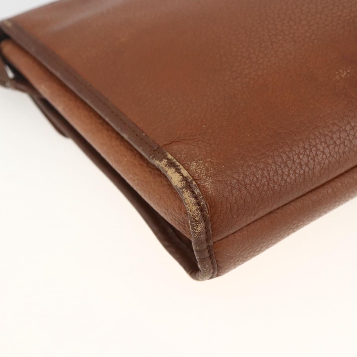 Burberrys Clutch Bag Leather Brown Auth ep13828