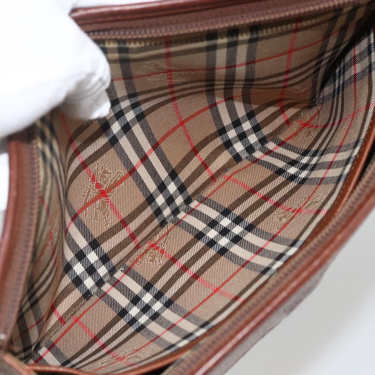 Burberrys Clutch Bag Leather Brown Auth ep13828