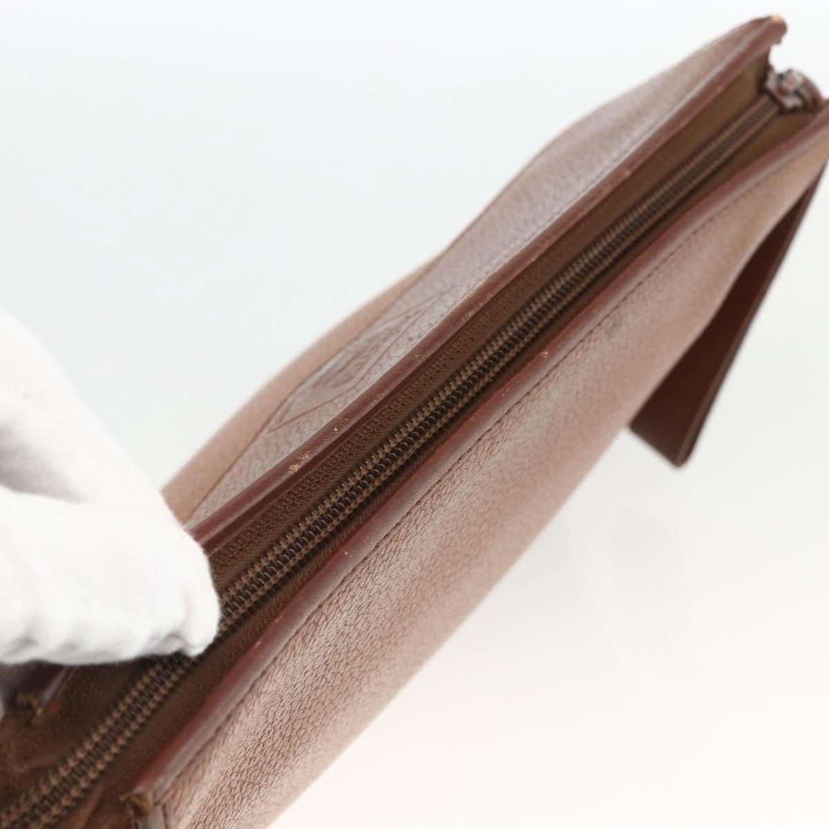 Burberrys Clutch Bag Leather Brown Auth ep13828