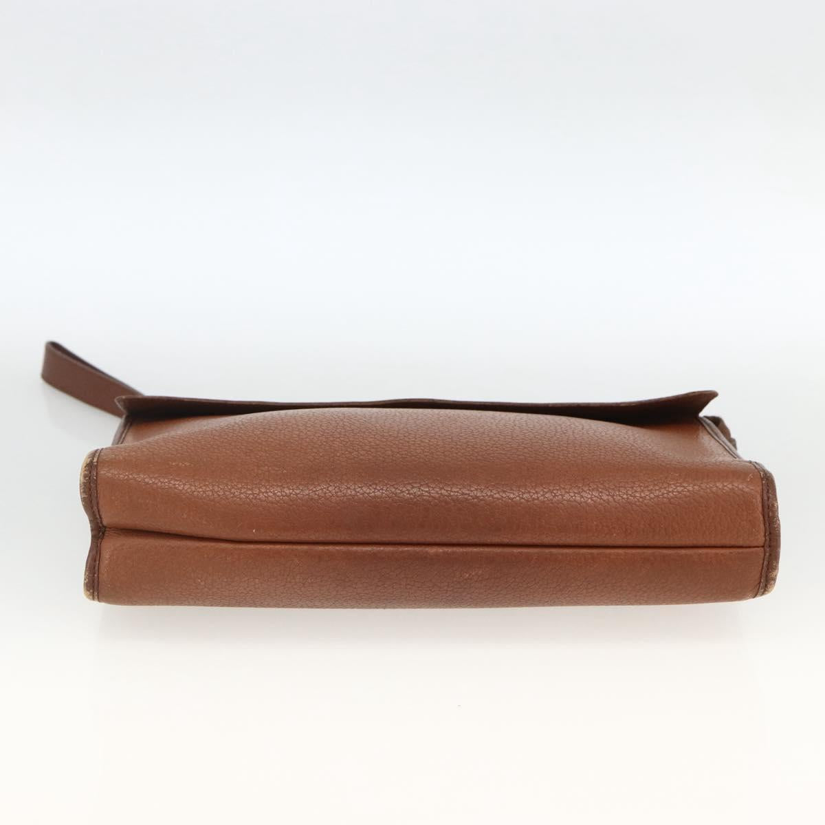 Burberrys Clutch Bag Leather Brown Auth ep13828