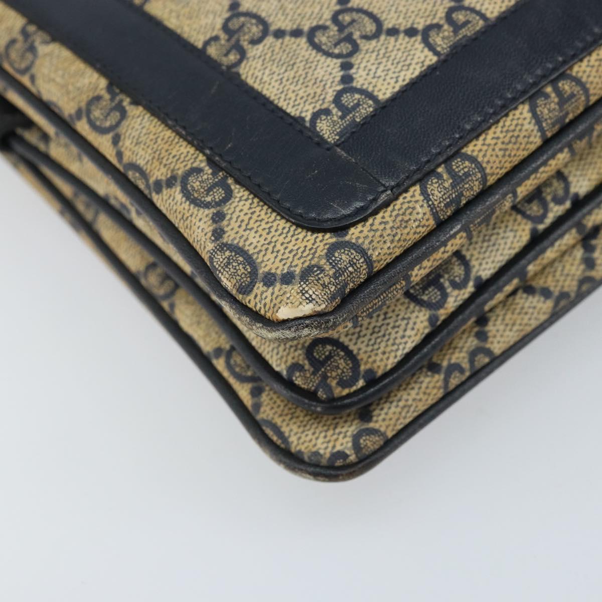 GUCCI GG Supreme Sherry Line Shoulder Bag PVC Navy Gold Auth ep13829