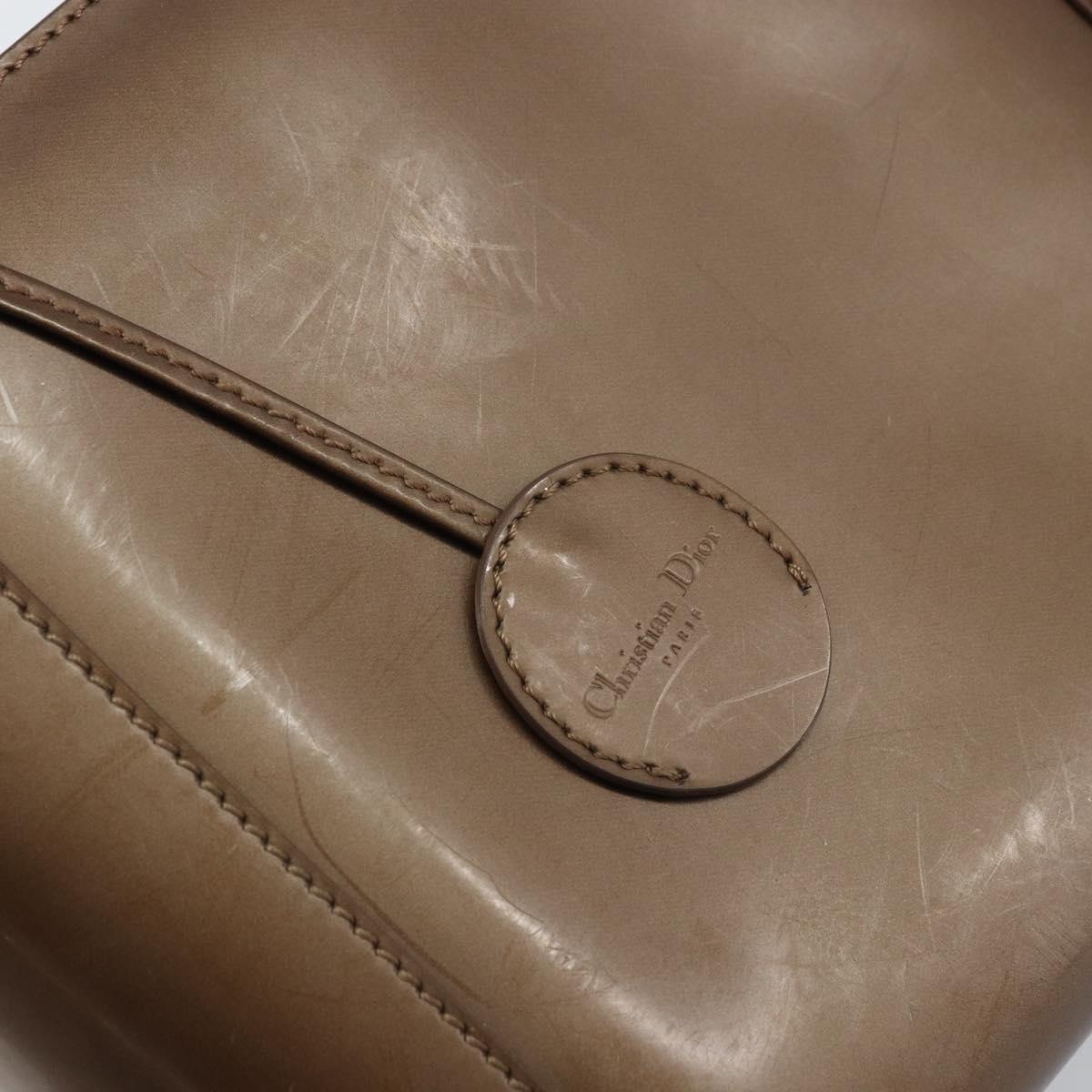 Christian Dior Maris Pearl Hand Bag Patent leather Brown Silver Auth ep13834