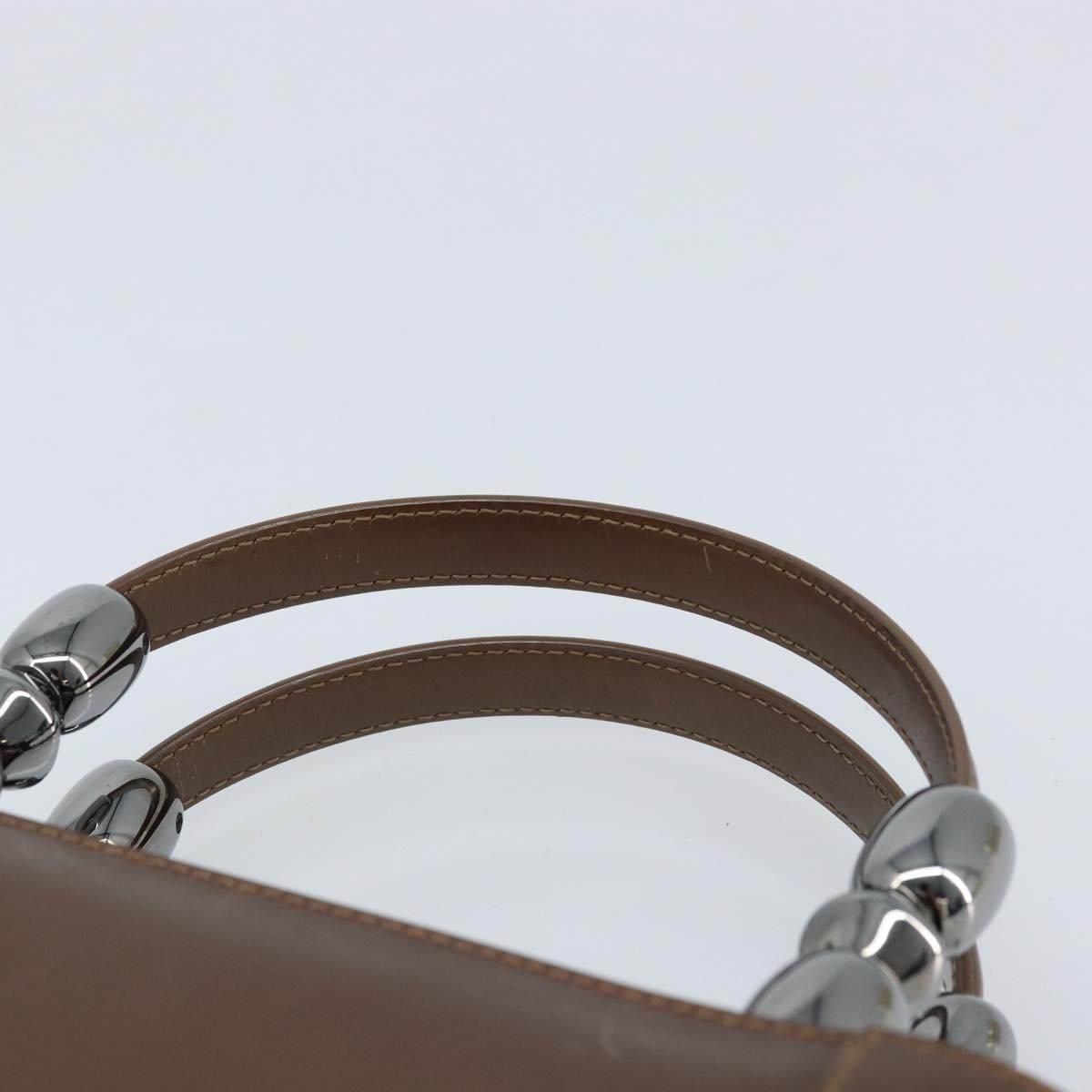 Christian Dior Maris Pearl Hand Bag Patent leather Brown Silver Auth ep13834
