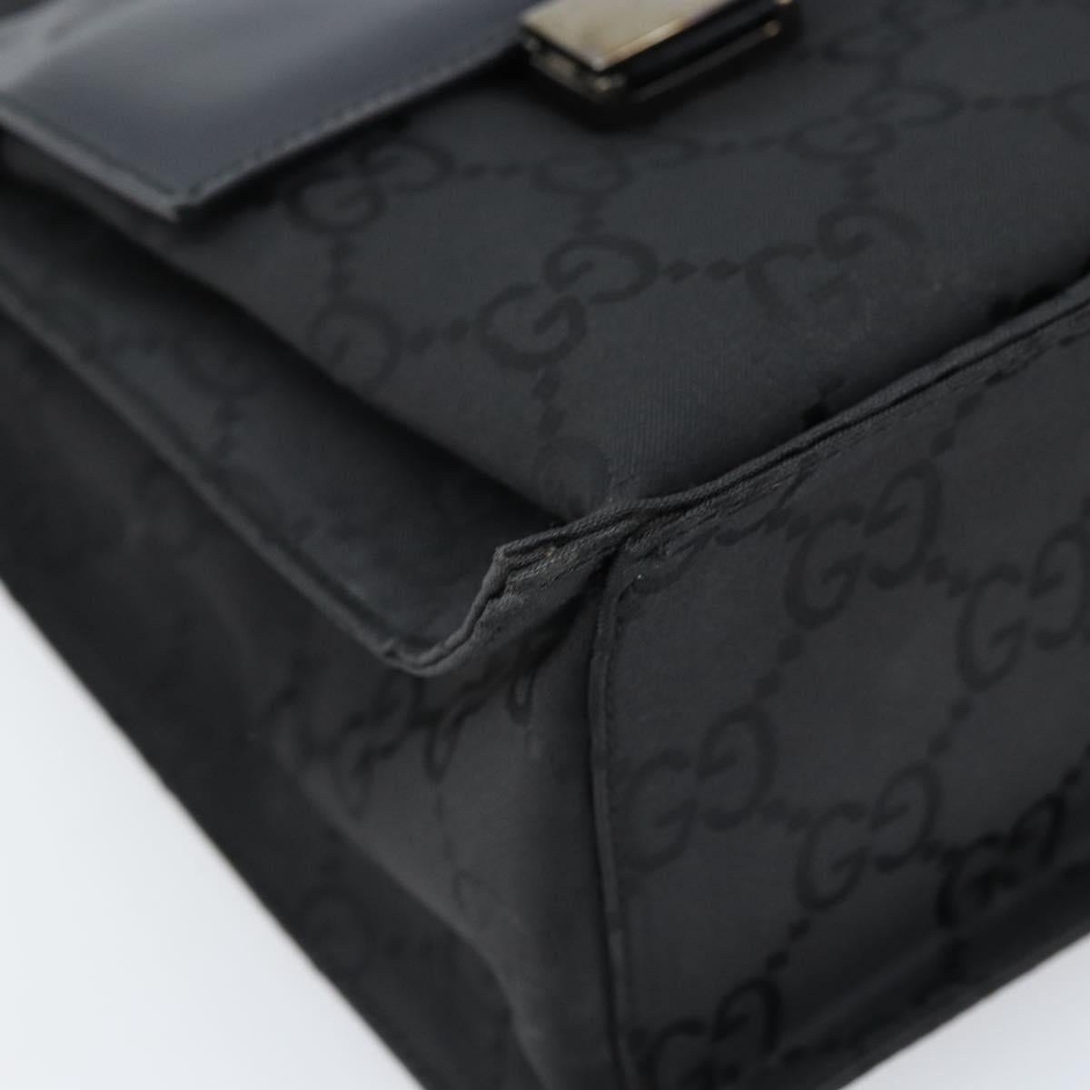 GUCCI GG Canvas Tote Bag Nylon Black Silver 002 1021 Auth ep13839
