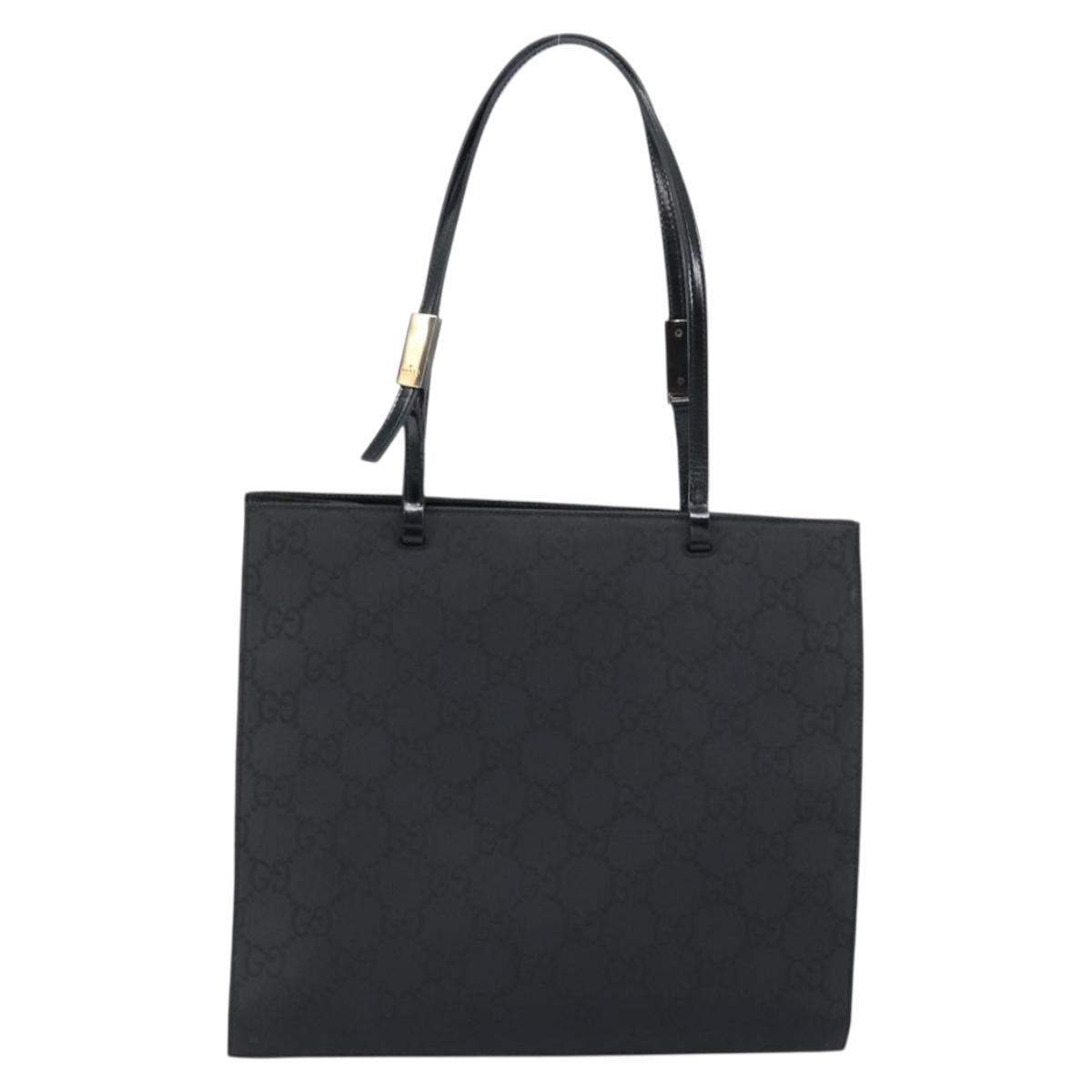 GUCCI GG Canvas Tote Bag Nylon Black Silver 002 1021 Auth ep13839