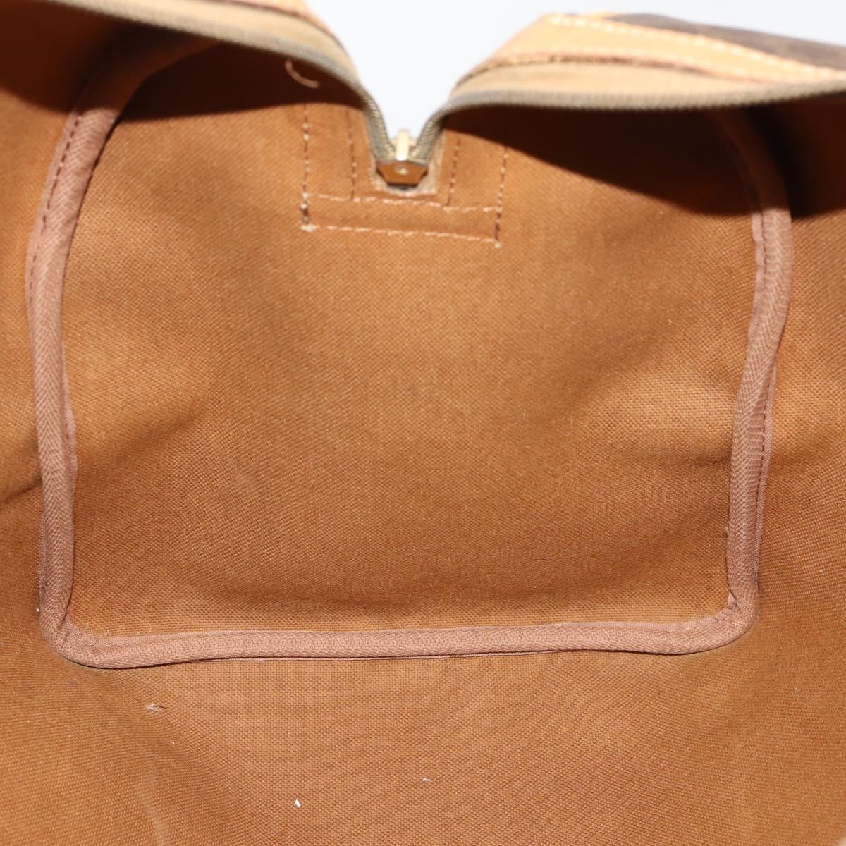 CELINE Macadam Canvas Boston Bag PVC Leather Brown Gold Auth ep13845