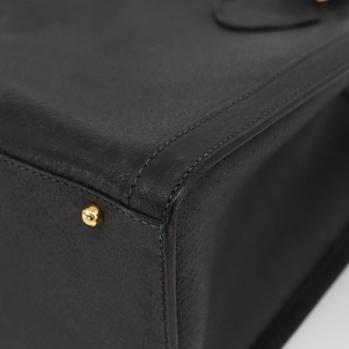 GUCCI Bamboo Hand Bag Leather Black Gold 002 853 0260 Auth ep13849