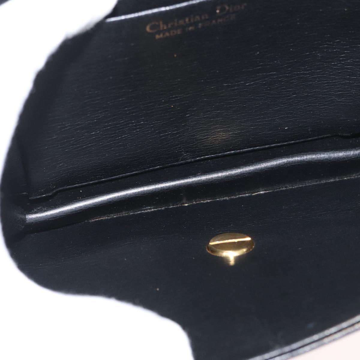 Christian Dior Chain Shoulder Bag Leather Black Gold Auth ep13853
