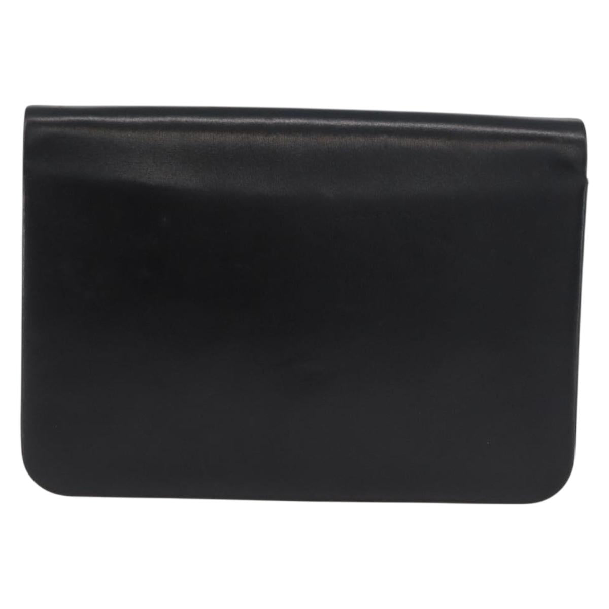 Christian Dior Chain Shoulder Bag Leather Black Gold Auth ep13853