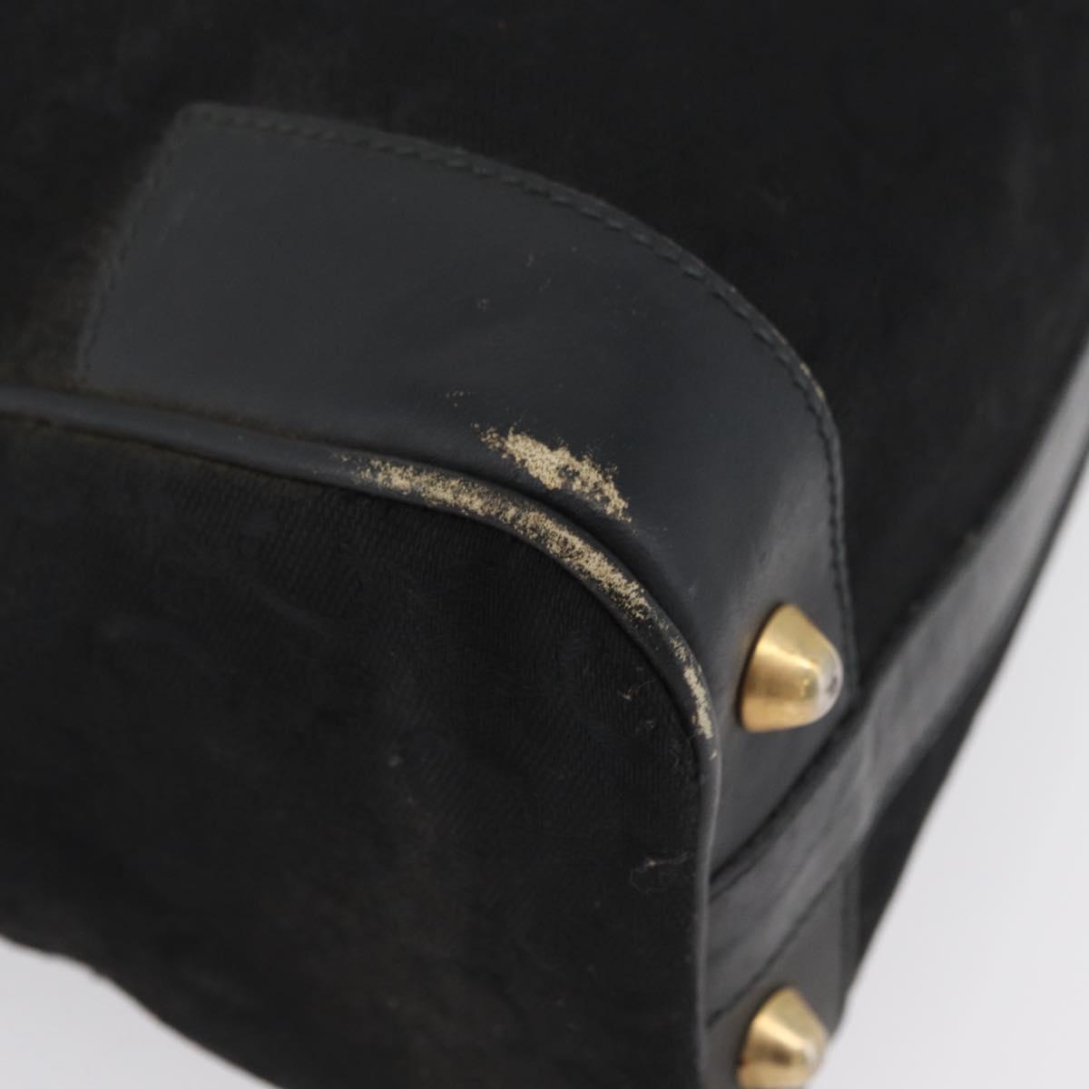 CELINE C Sulky Hand Bag Canvas Black Gold Auth ep13854