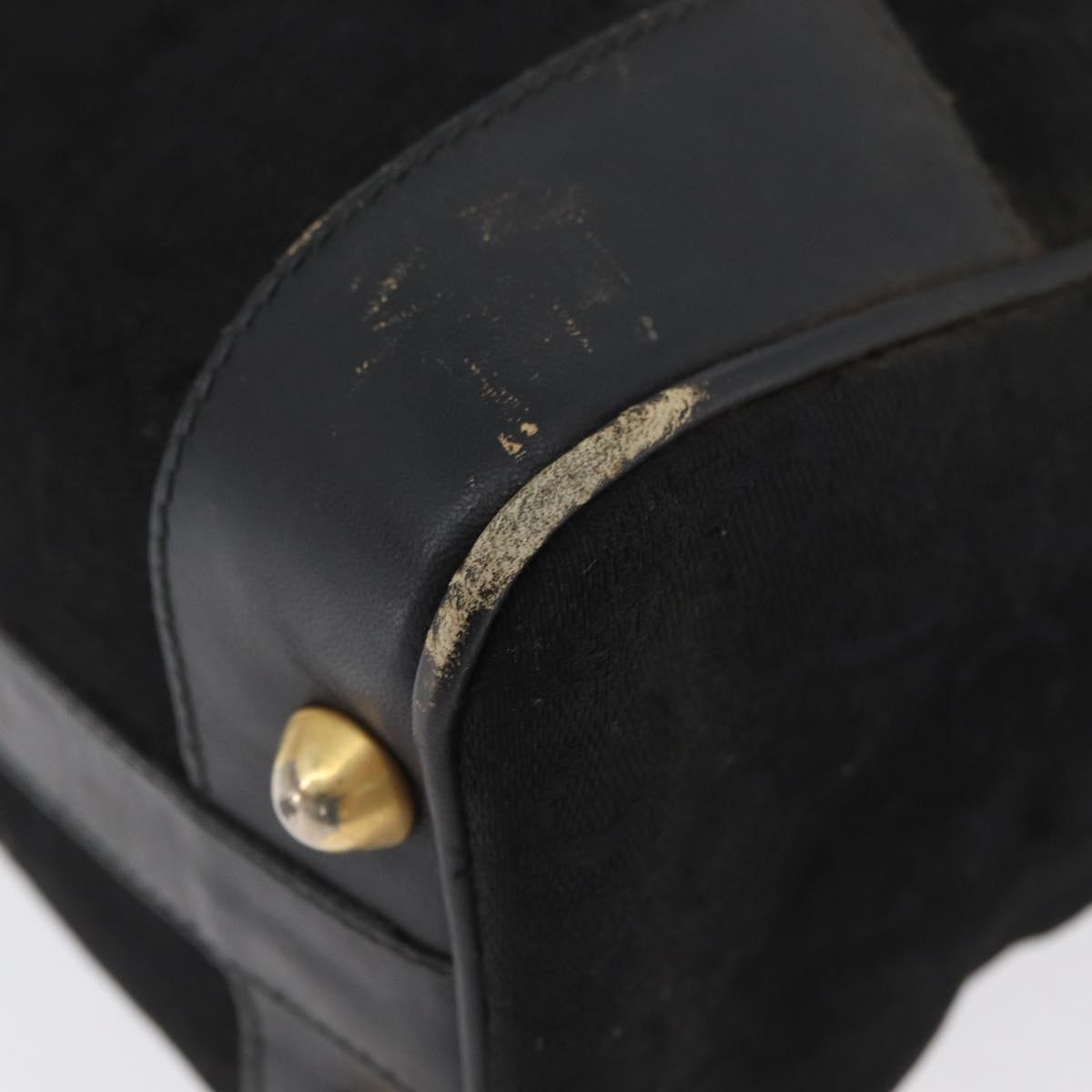 CELINE C Sulky Hand Bag Canvas Black Gold Auth ep13854