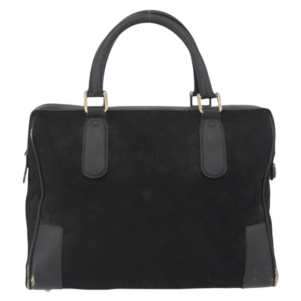 CELINE C Sulky Hand Bag Canvas Black Gold Auth ep13854