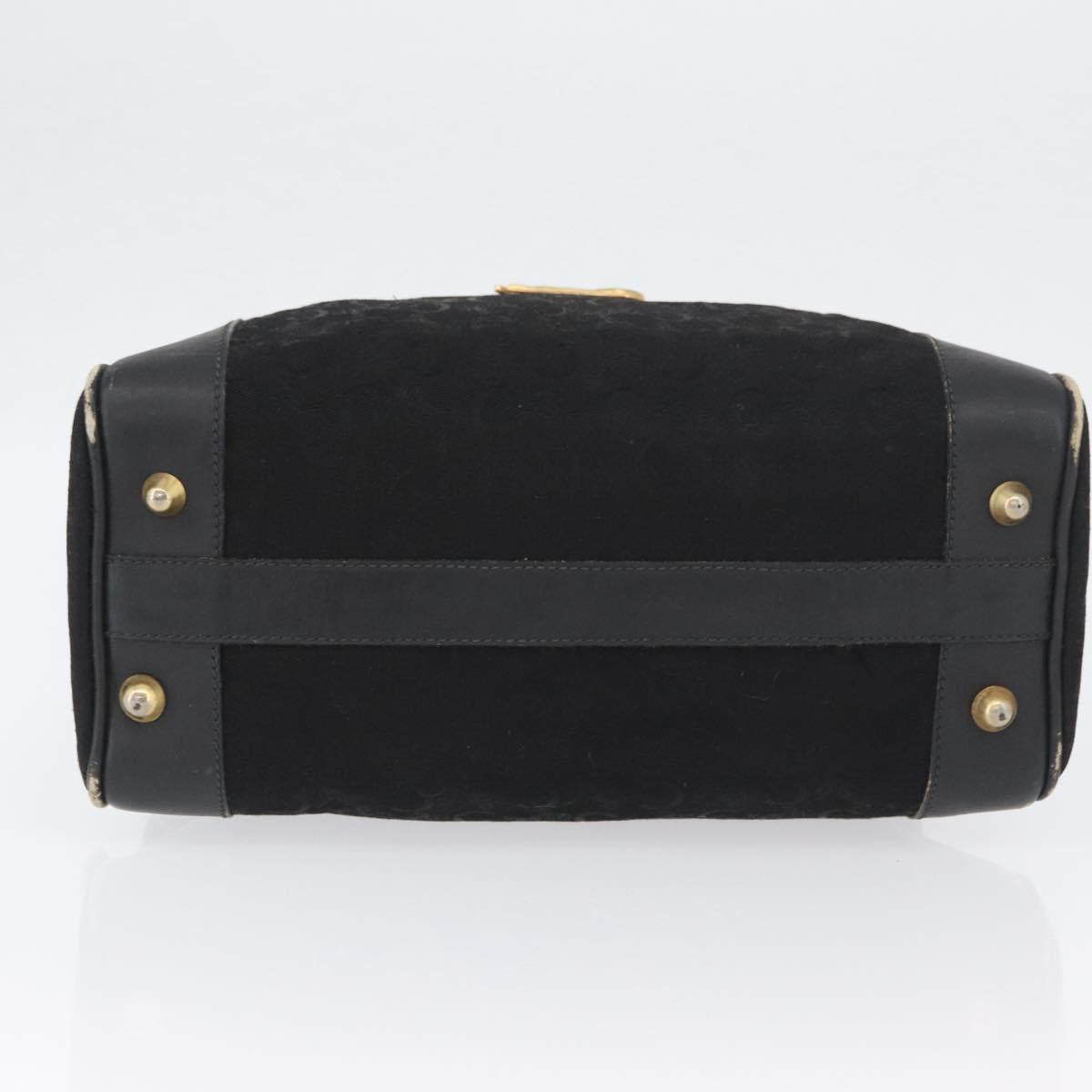 CELINE C Sulky Hand Bag Canvas Black Gold Auth ep13854
