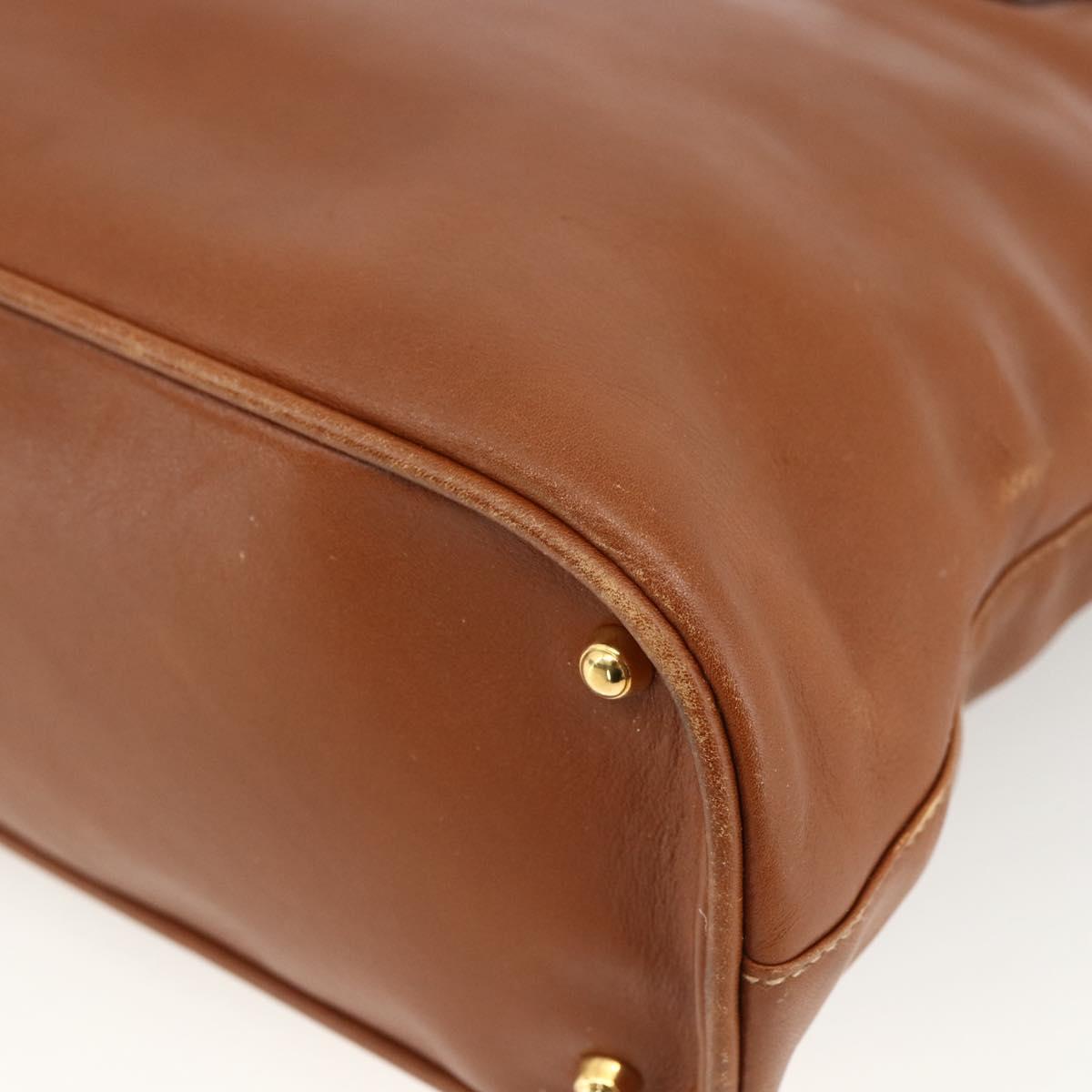 GUCCI Bamboo Hand Bag Leather Brown Gold 000 3780 0289 Auth ep13858