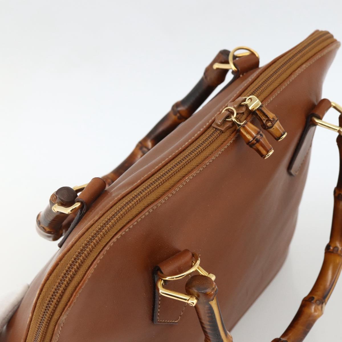 GUCCI Bamboo Hand Bag Leather Brown Gold 000 3780 0289 Auth ep13858