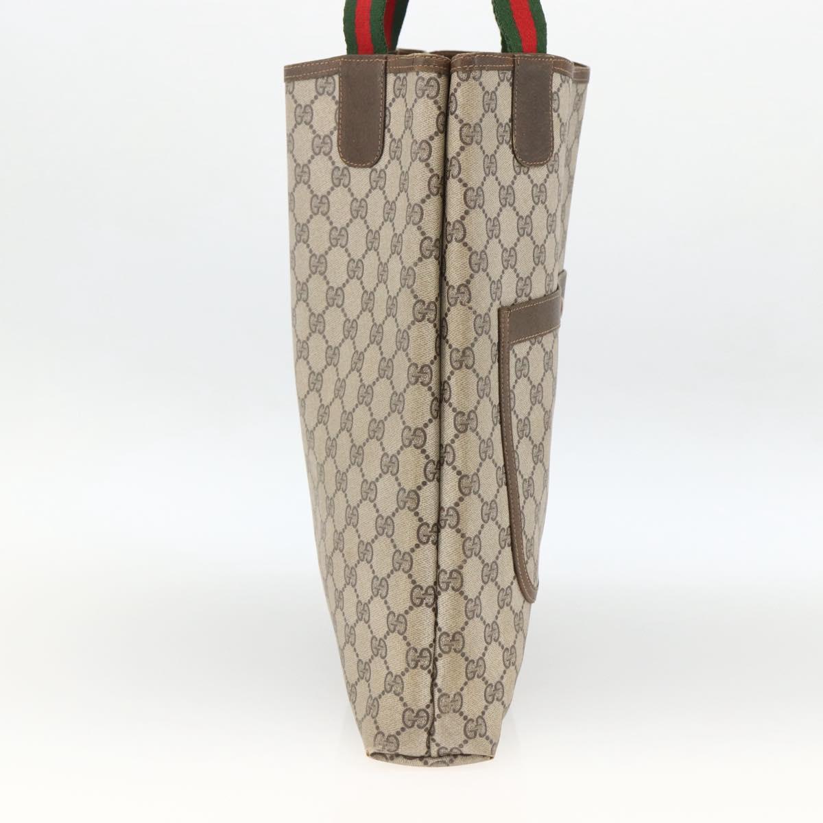 GUCCI GG Supreme Web Sherry Line Backpack PVC Beige Gold Auth ep13861