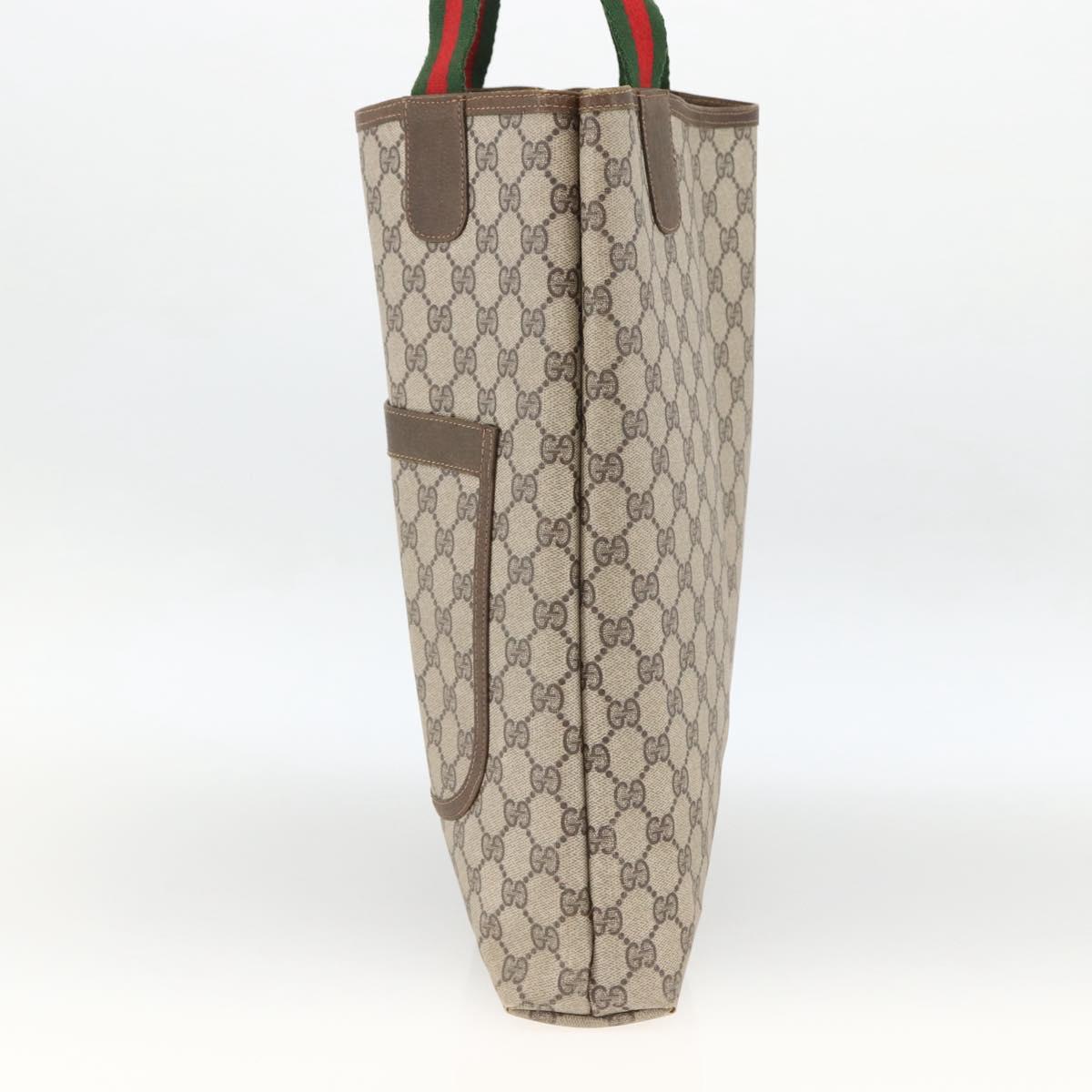 GUCCI GG Supreme Web Sherry Line Backpack PVC Beige Gold Auth ep13861