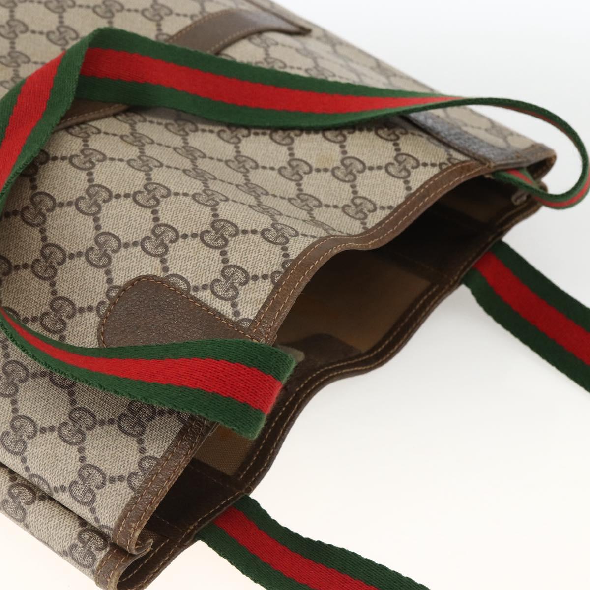 GUCCI GG Supreme Web Sherry Line Backpack PVC Beige Gold Auth ep13861