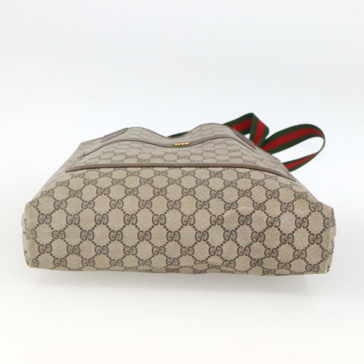 GUCCI GG Supreme Web Sherry Line Backpack PVC Beige Gold Auth ep13861