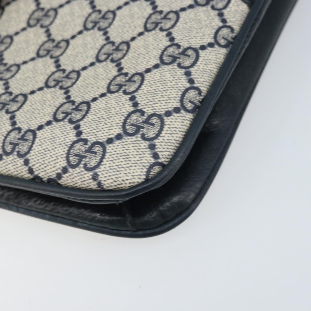 GUCCI GG Supreme Clutch Bag PVC Navy Gold 904 02 025 Auth ep13862