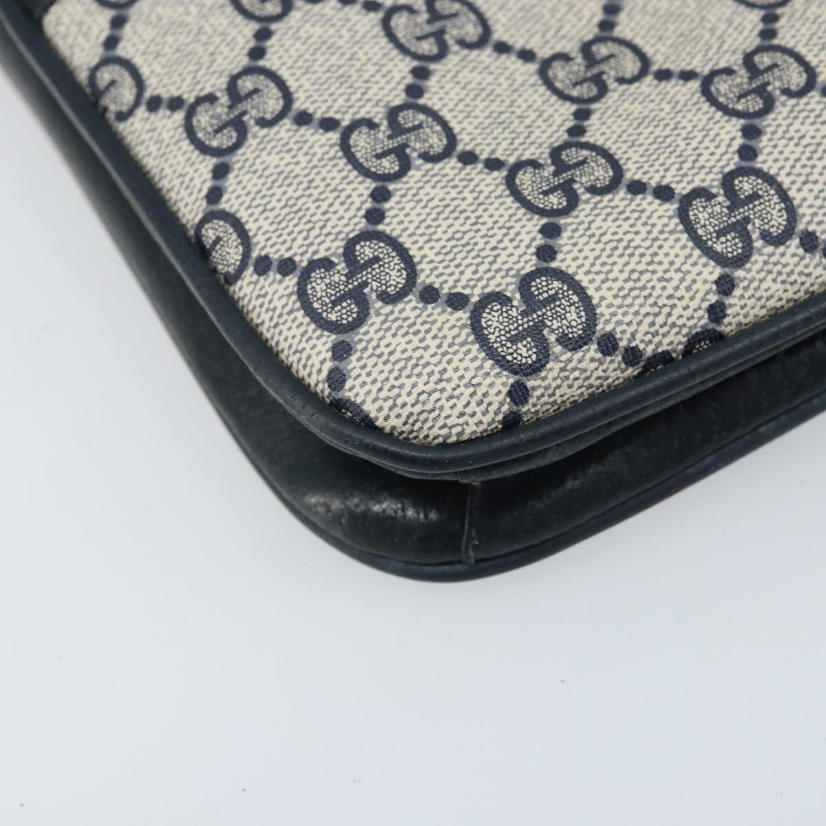 GUCCI GG Supreme Clutch Bag PVC Navy Gold 904 02 025 Auth ep13862