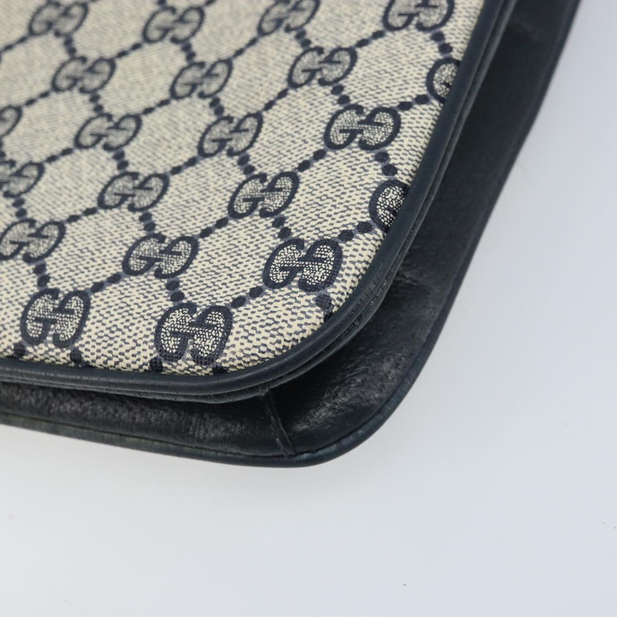 GUCCI GG Supreme Clutch Bag PVC Navy Gold 904 02 025 Auth ep13862