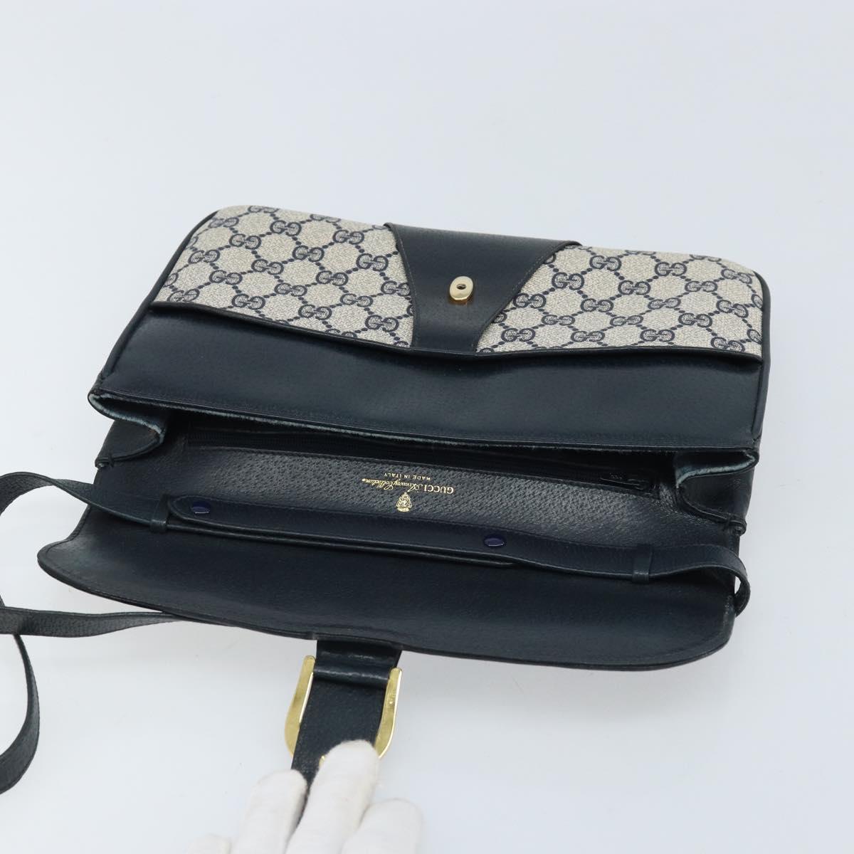 GUCCI GG Supreme Clutch Bag PVC Navy Gold 904 02 025 Auth ep13862
