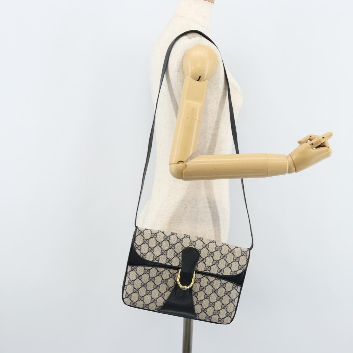 GUCCI GG Supreme Clutch Bag PVC Navy Gold 904 02 025 Auth ep13862