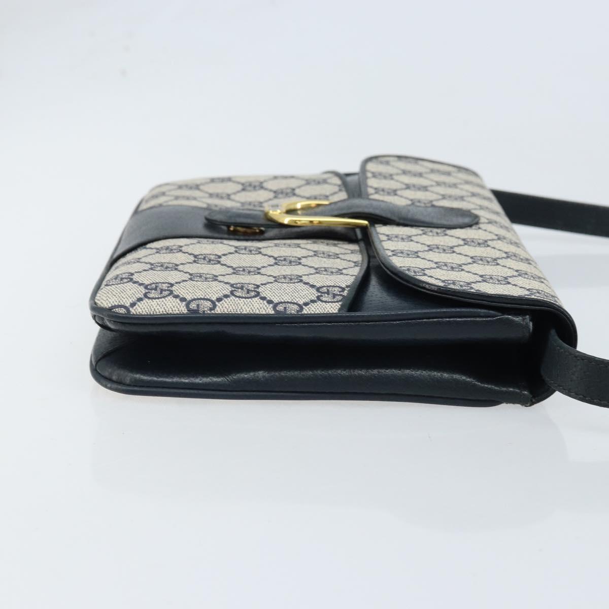 GUCCI GG Supreme Clutch Bag PVC Navy Gold 904 02 025 Auth ep13862