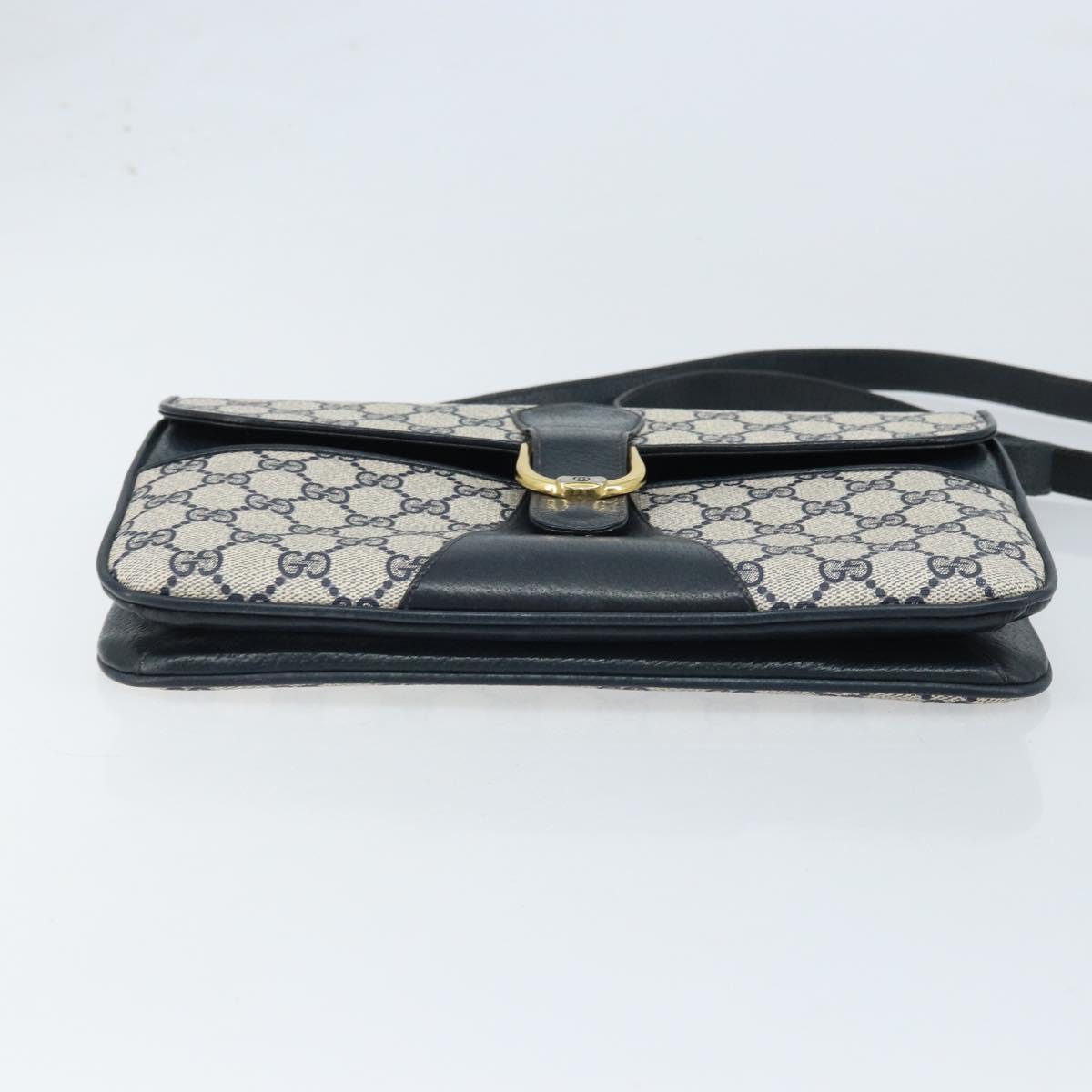 GUCCI GG Supreme Clutch Bag PVC Navy Gold 904 02 025 Auth ep13862