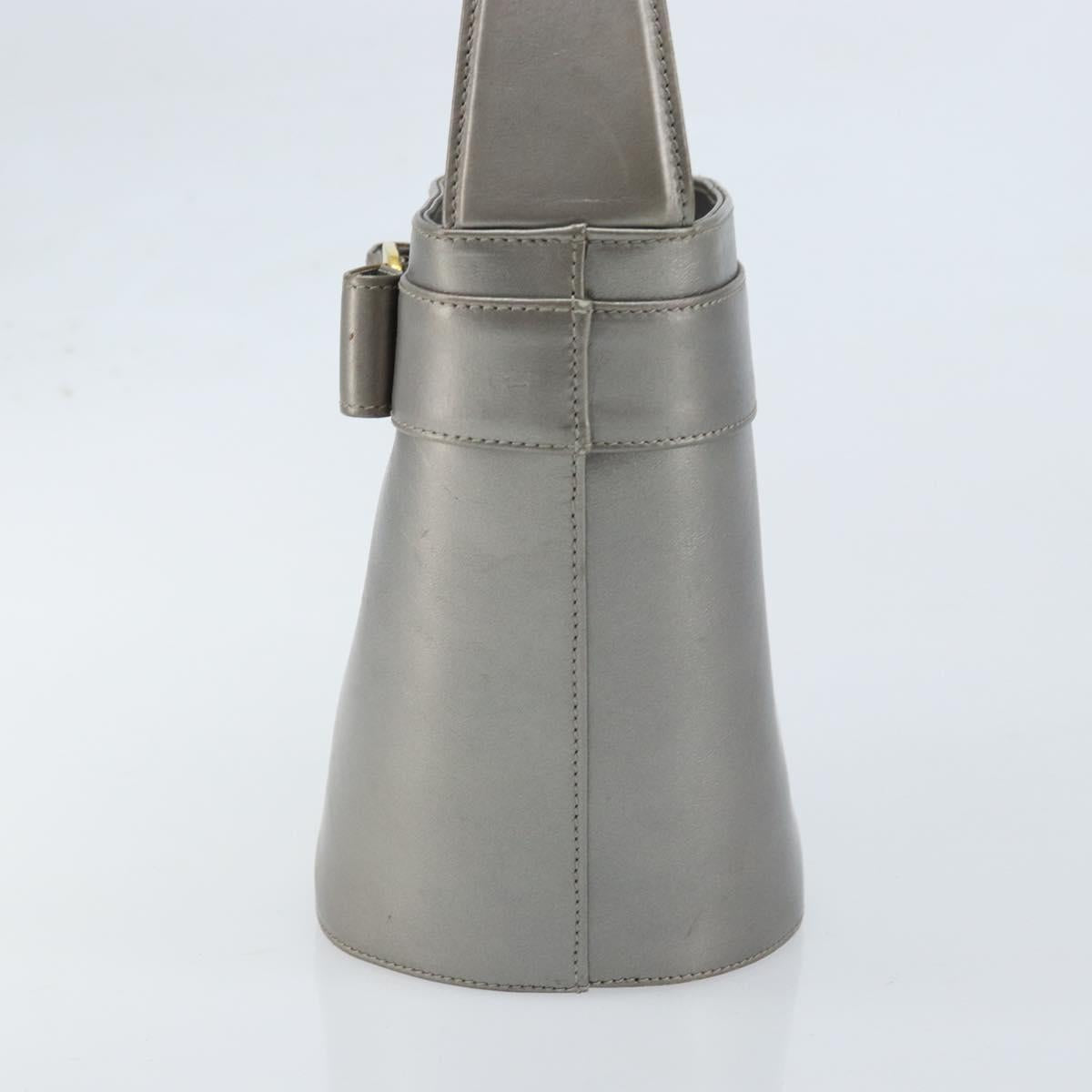 Salvatore Ferragamo Vala Hand Bag Leather Silver Auth ep13866