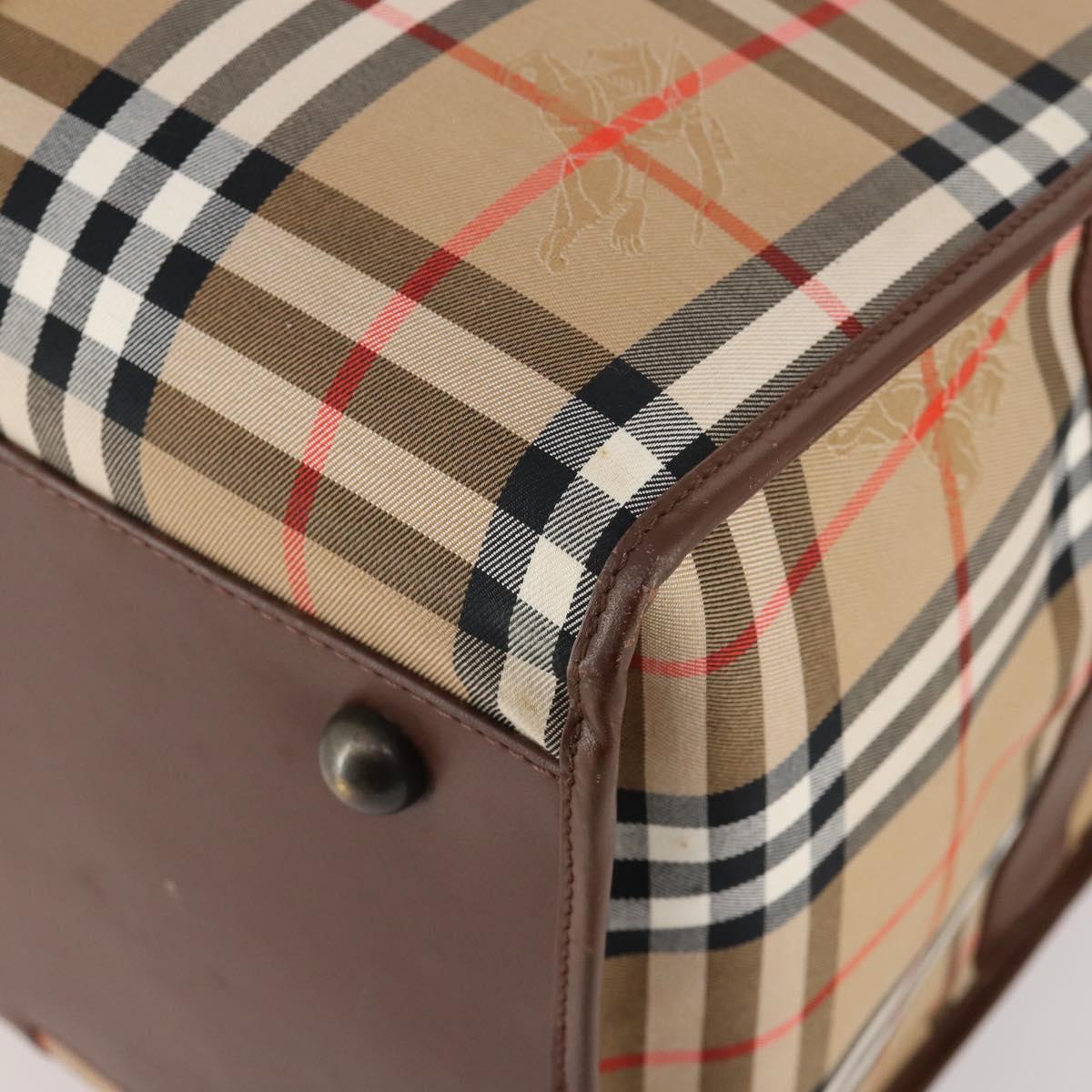Burberrys Nova Check Boston Bag Canvas 2way Beige Gold Auth ep13867V