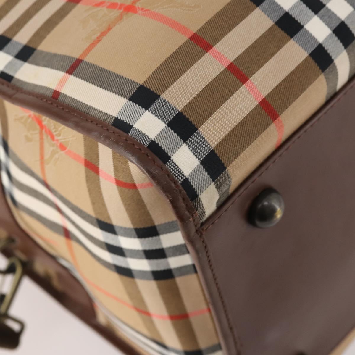Burberrys Nova Check Boston Bag Canvas 2way Beige Gold Auth ep13867V