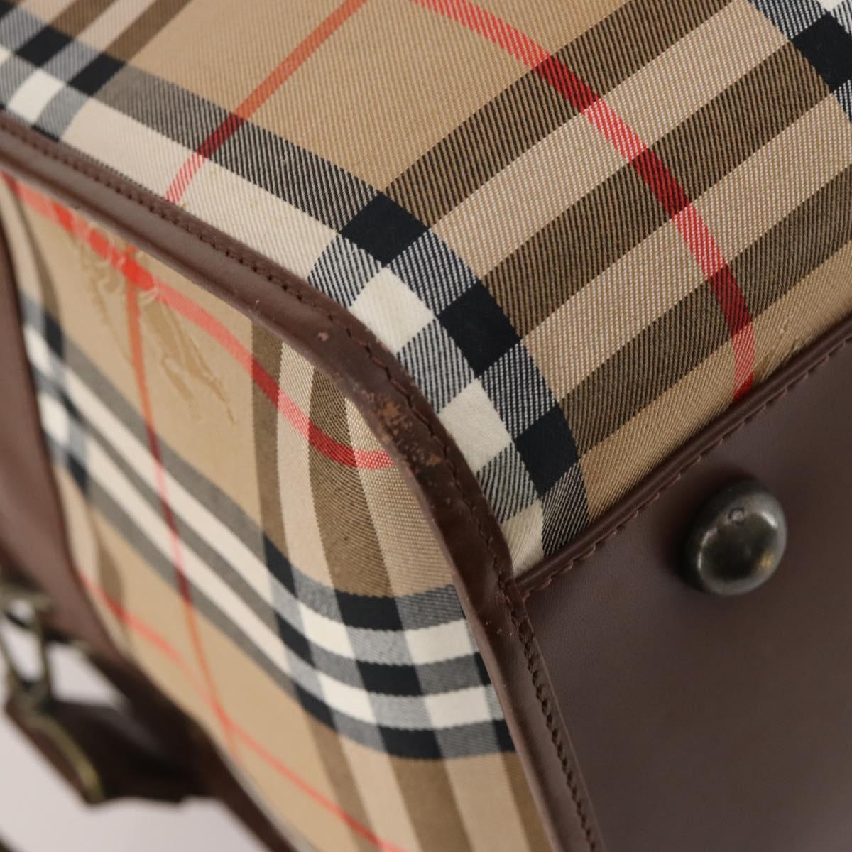 Burberrys Nova Check Boston Bag Canvas 2way Beige Gold Auth ep13867V