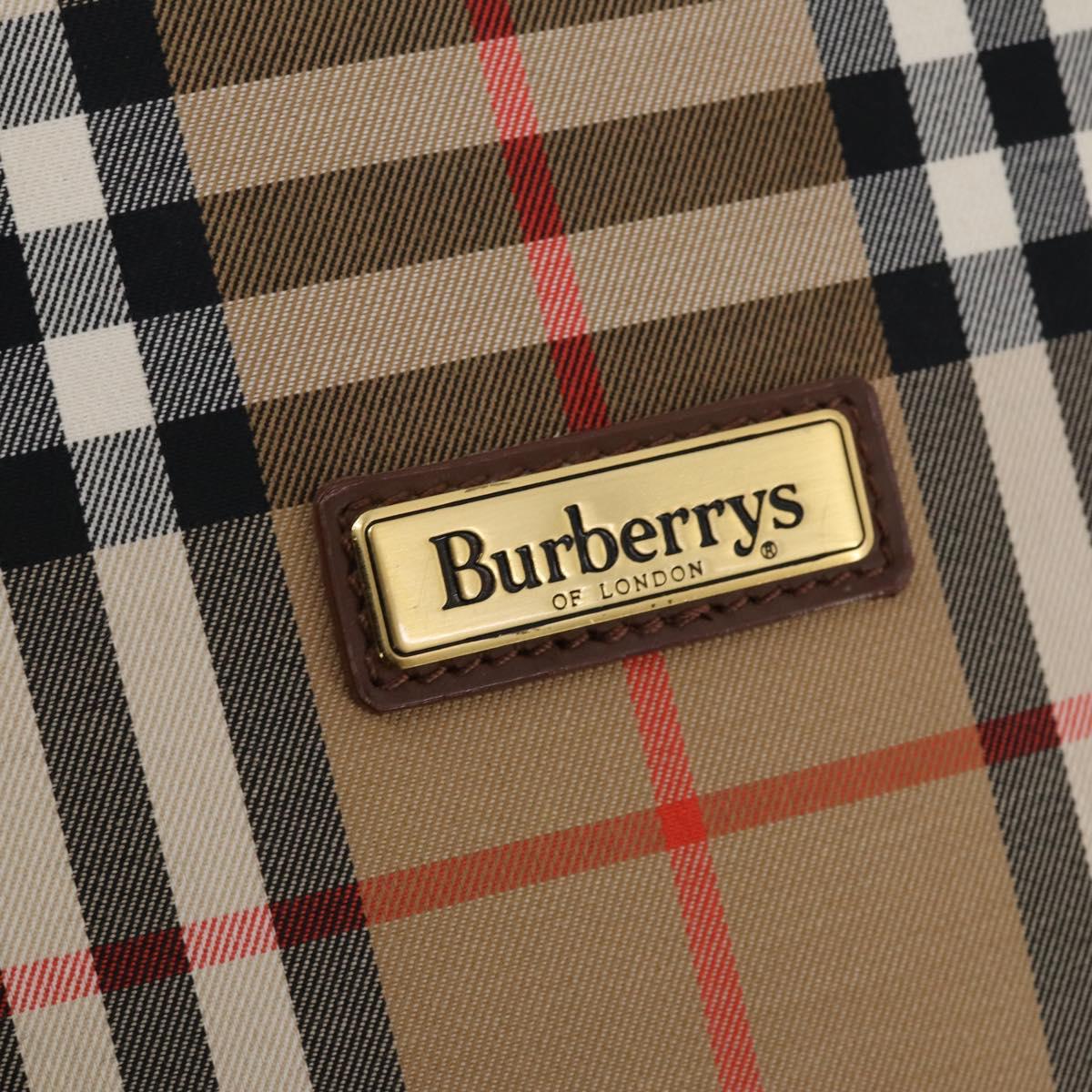Burberrys Nova Check Boston Bag Canvas 2way Beige Gold Auth ep13867V