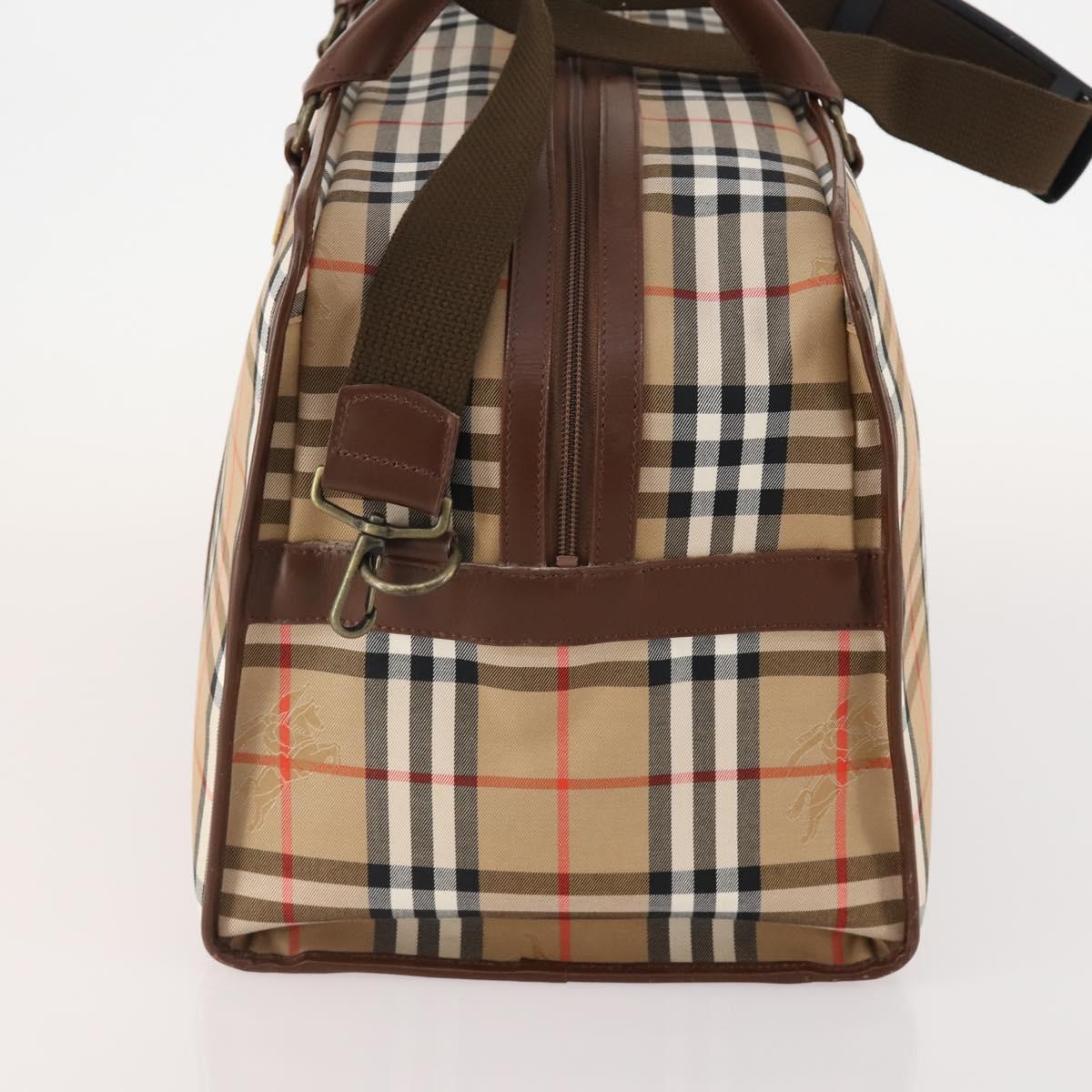 Burberrys Nova Check Boston Bag Canvas 2way Beige Gold Auth ep13867V