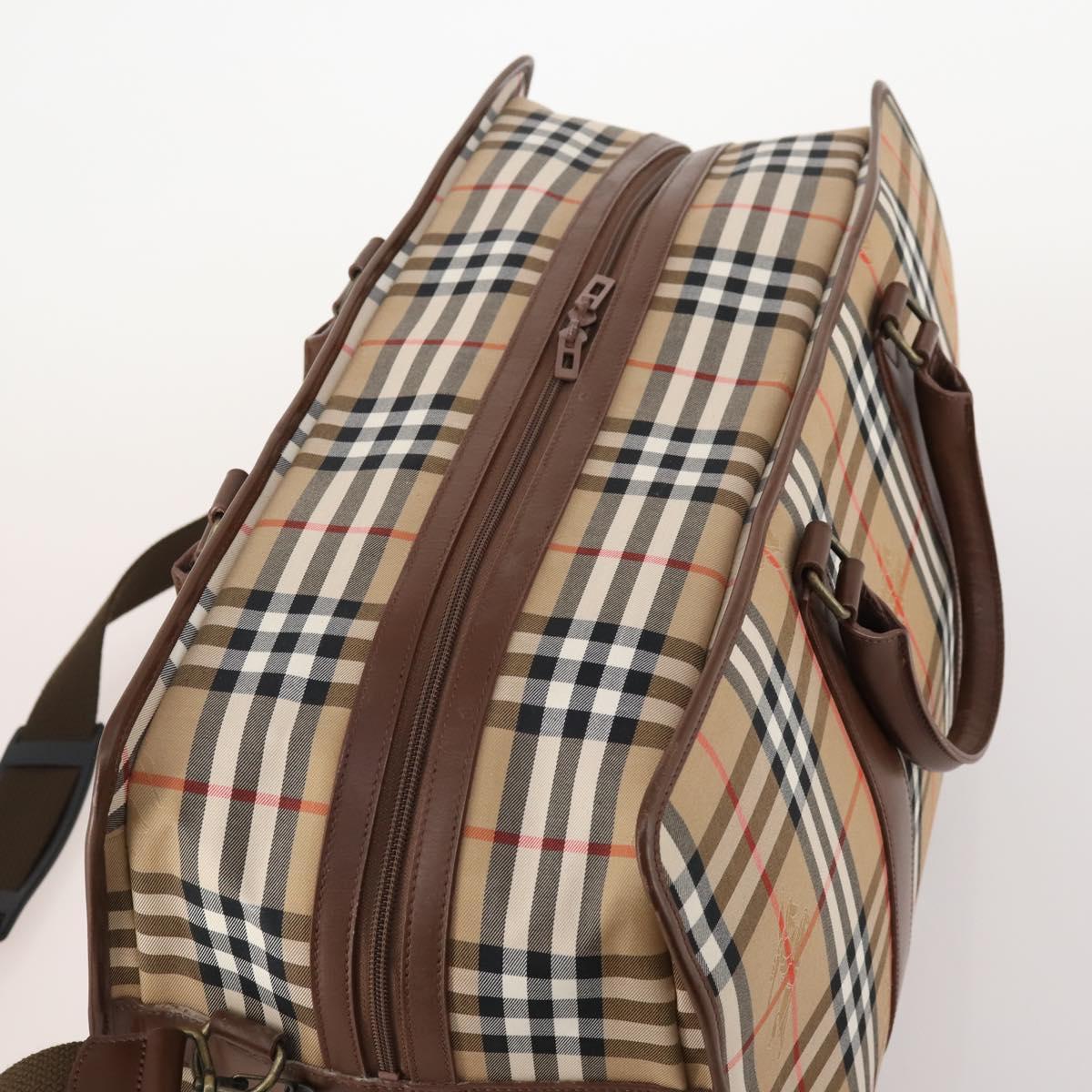 Burberrys Nova Check Boston Bag Canvas 2way Beige Gold Auth ep13867V
