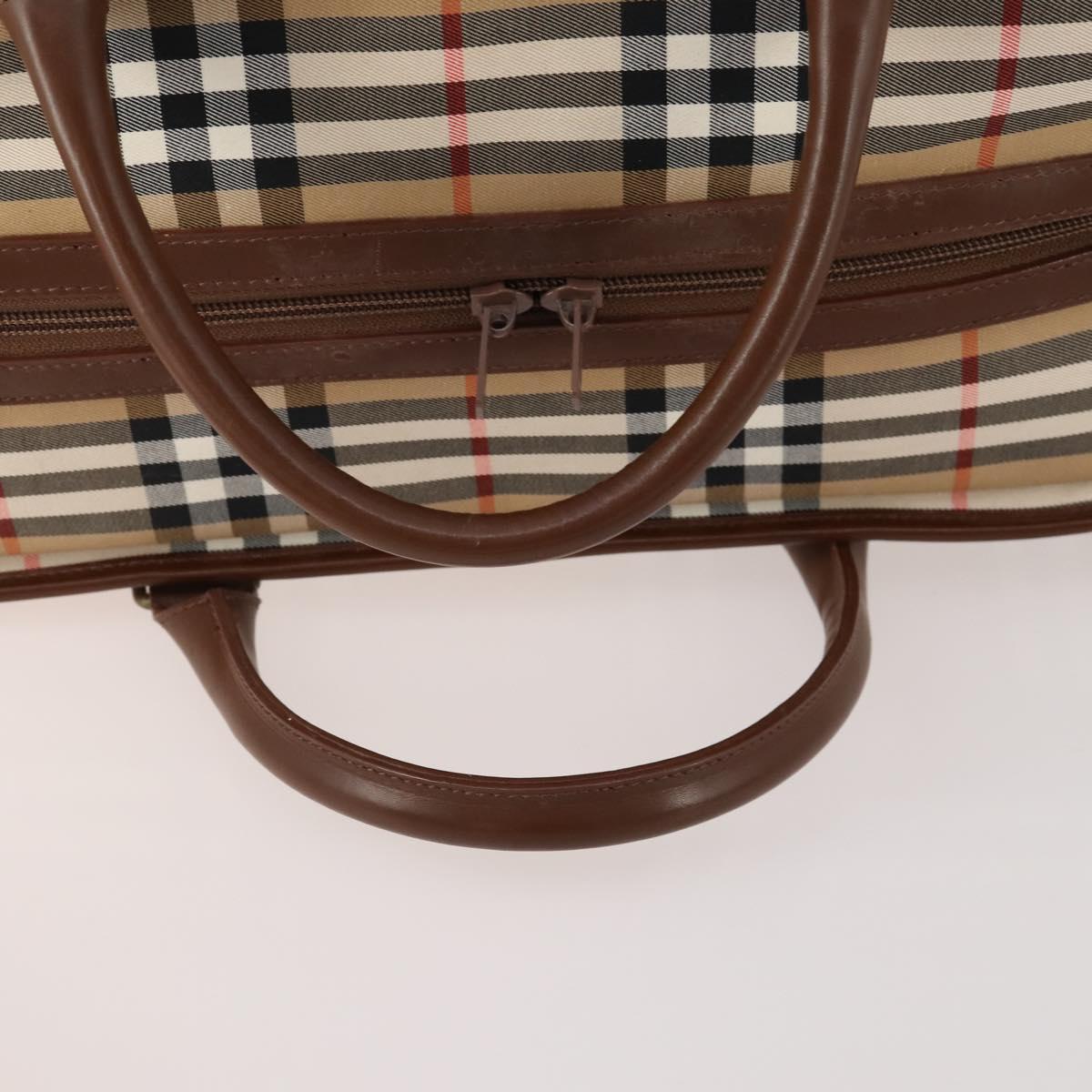 Burberrys Nova Check Boston Bag Canvas 2way Beige Gold Auth ep13867V