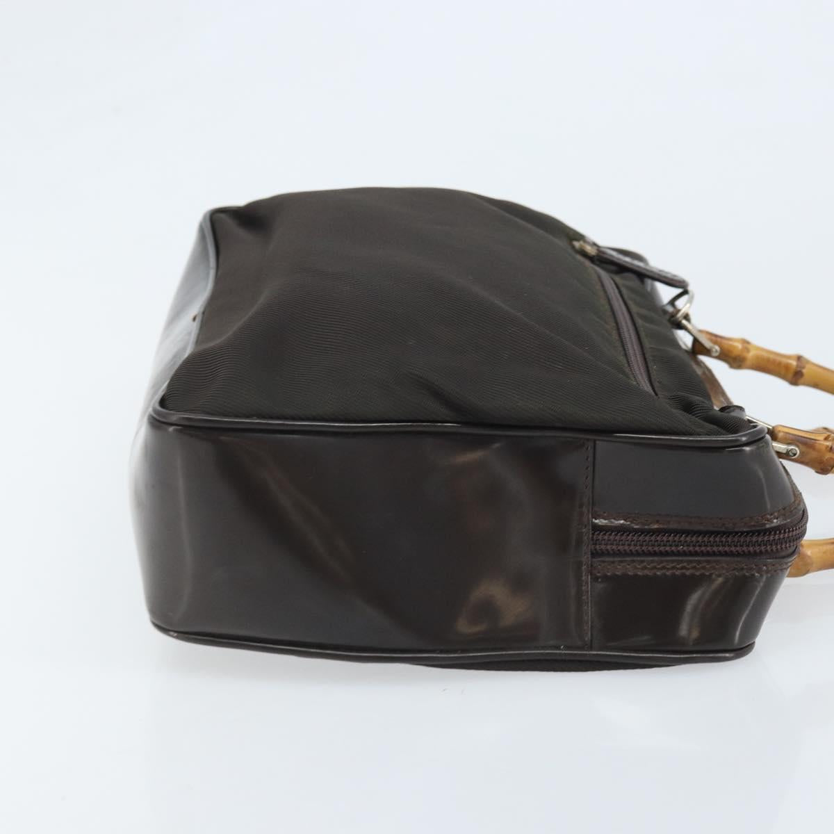 GUCCI Bamboo Hand Bag Nylon Brown Silver 000 2040 0538 Auth ep13874