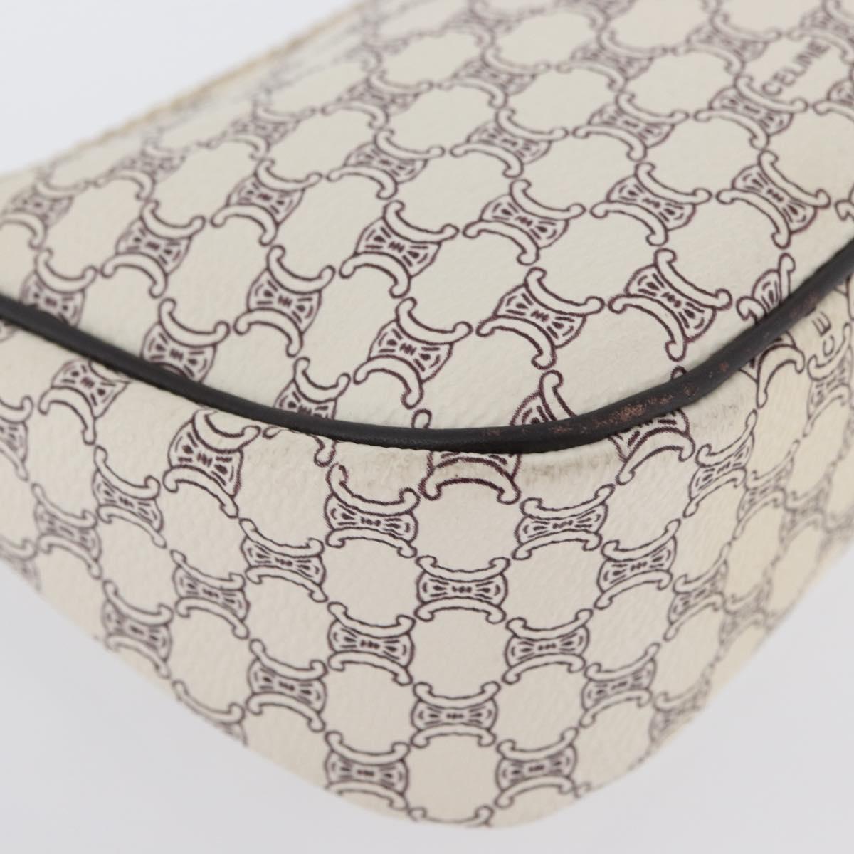 CELINE Macadam Canvas Accessory Pouch PVC Leather White Gold Auth ep13877A