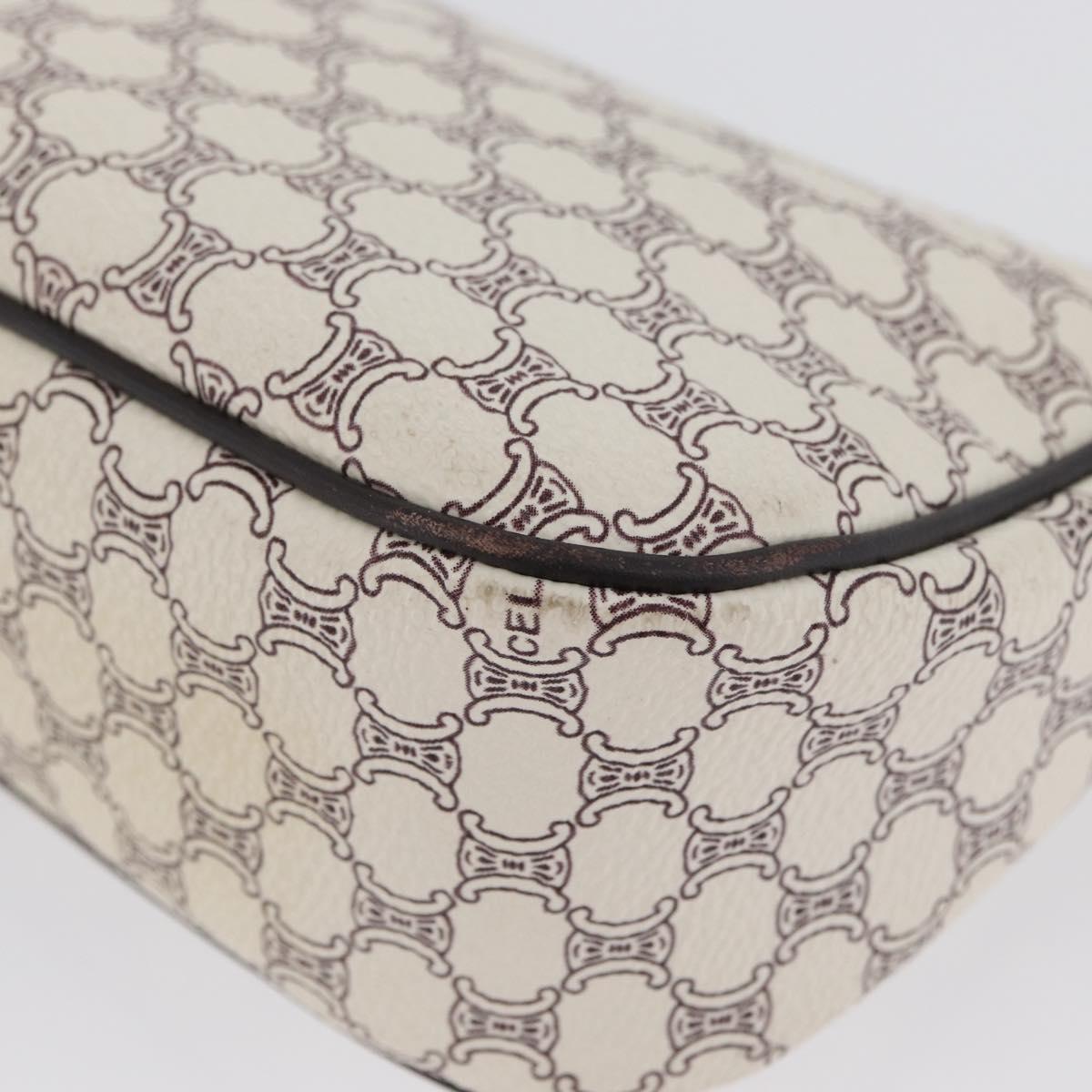 CELINE Macadam Canvas Accessory Pouch PVC Leather White Gold Auth ep13877A