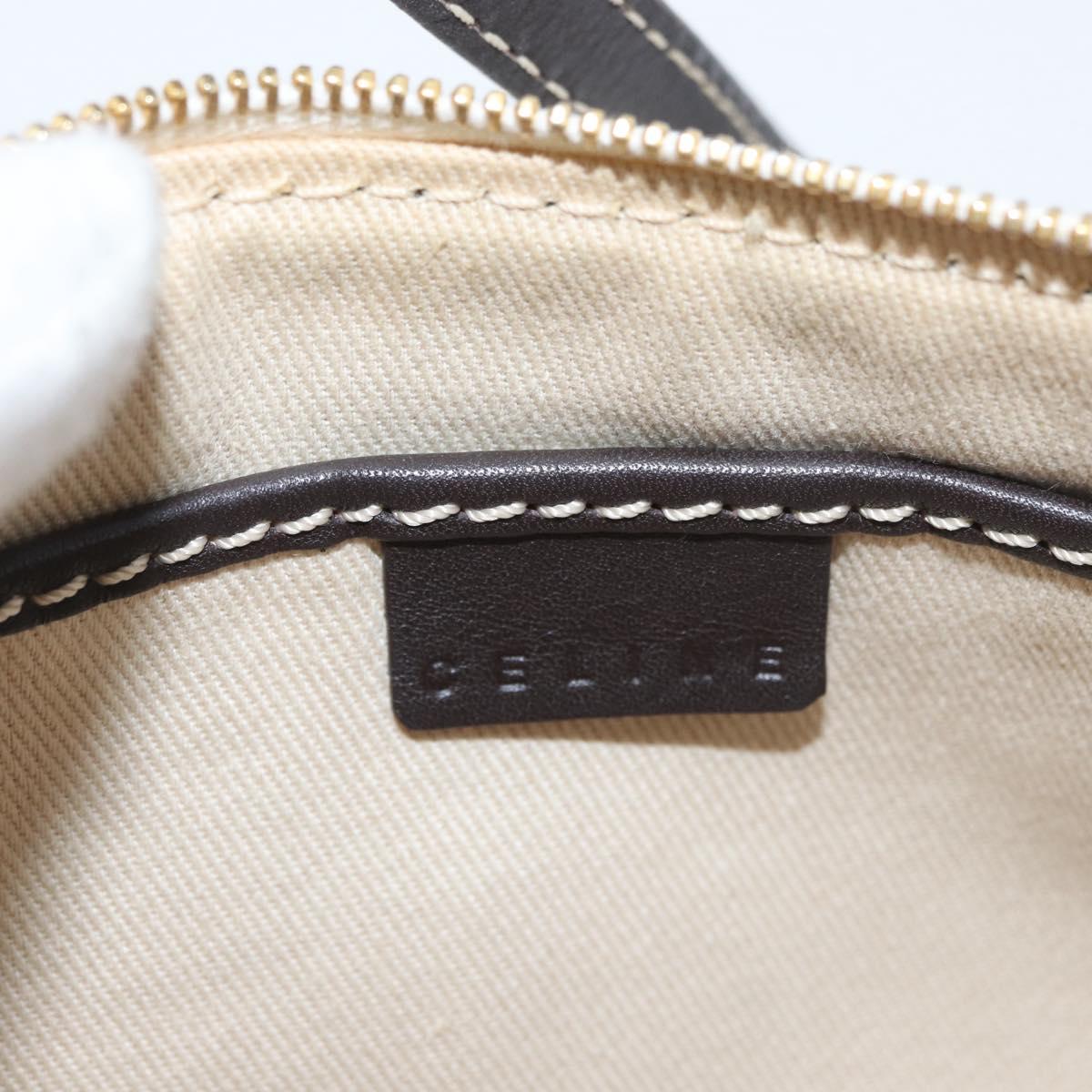 CELINE Macadam Canvas Accessory Pouch PVC Leather White Gold Auth ep13877A